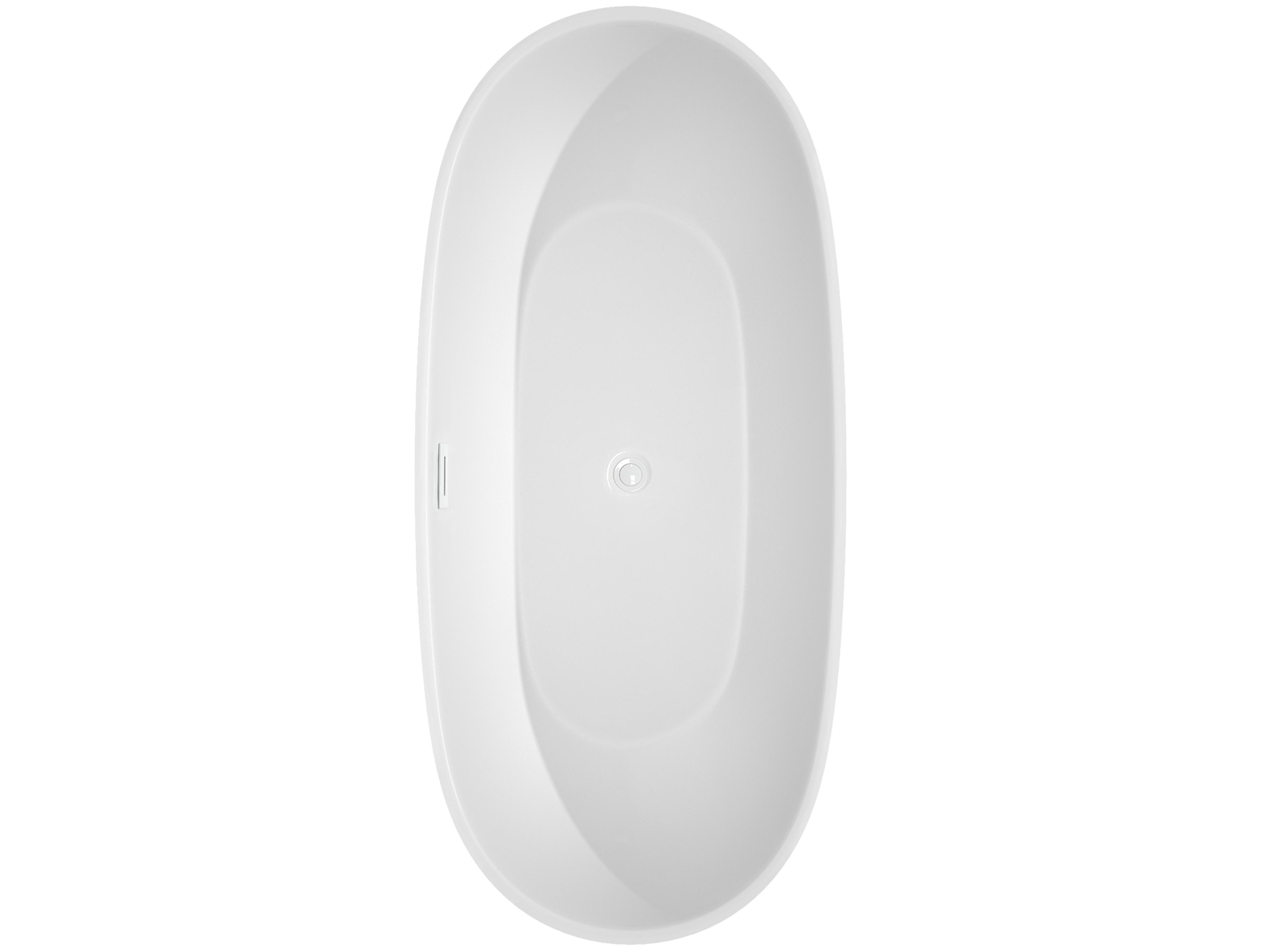 Wyndham Collection Juno White Bathtub with Shiny White Trim and Floor Mounted Faucet