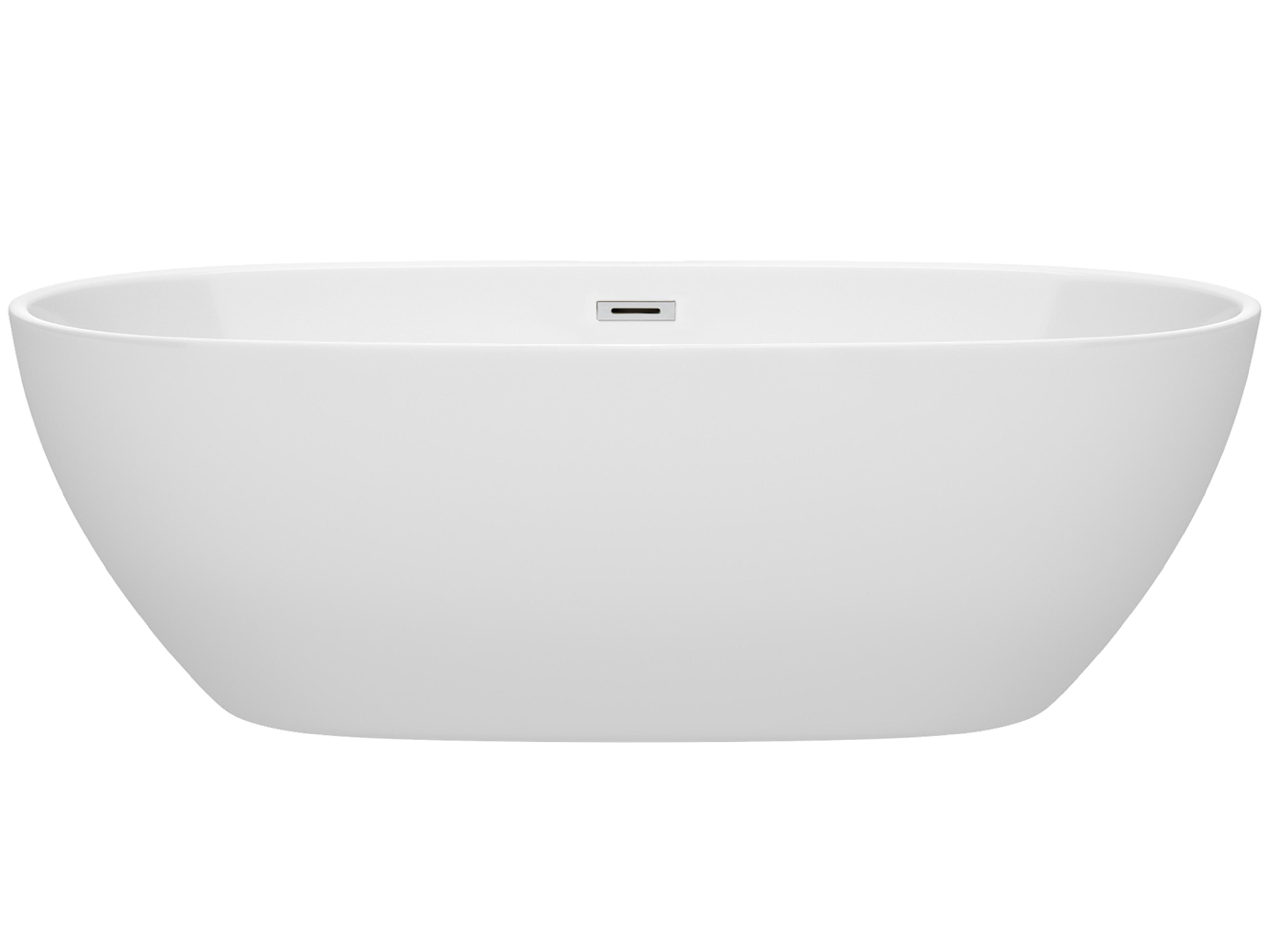 Wyndham Collection Juno White Bathtub with Drain and Overflow
