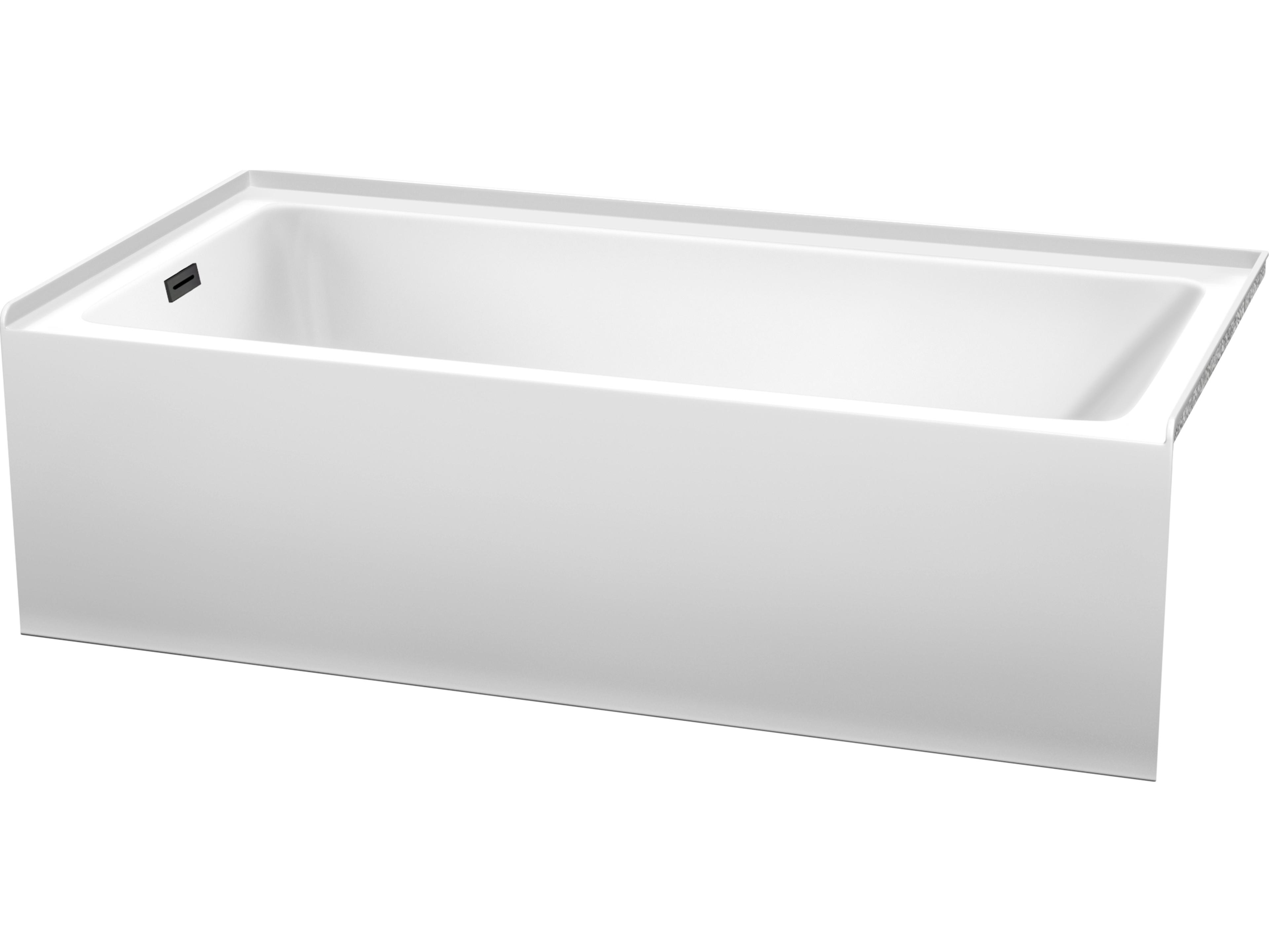 Wyndham Collection Grayley White Bathtub with Left-Hand Drain and Overflow Trim