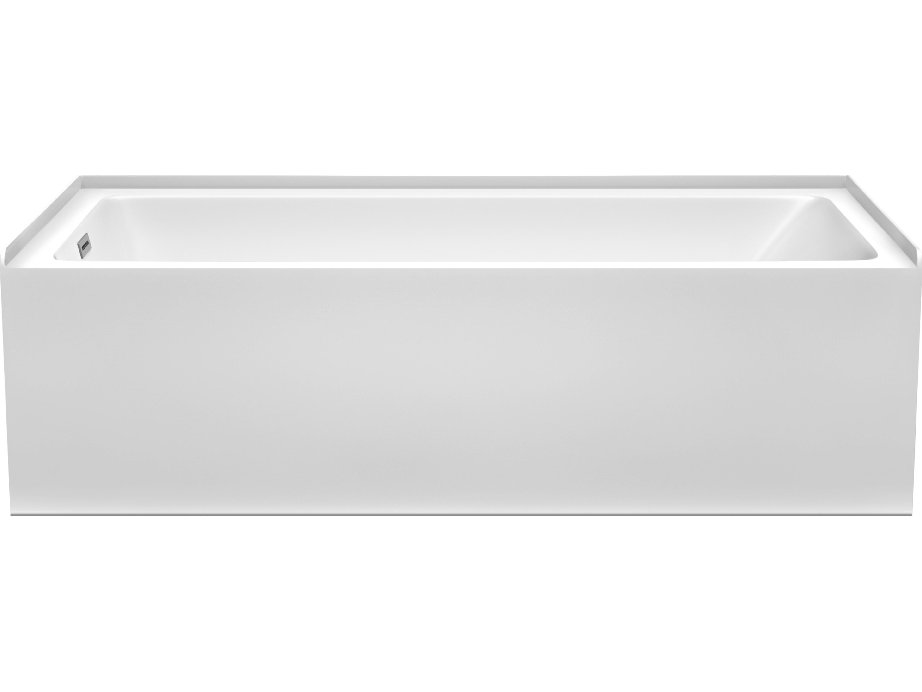 Wyndham Collection Grayley White Bathtub with Left-Hand Drain and Overflow Trim