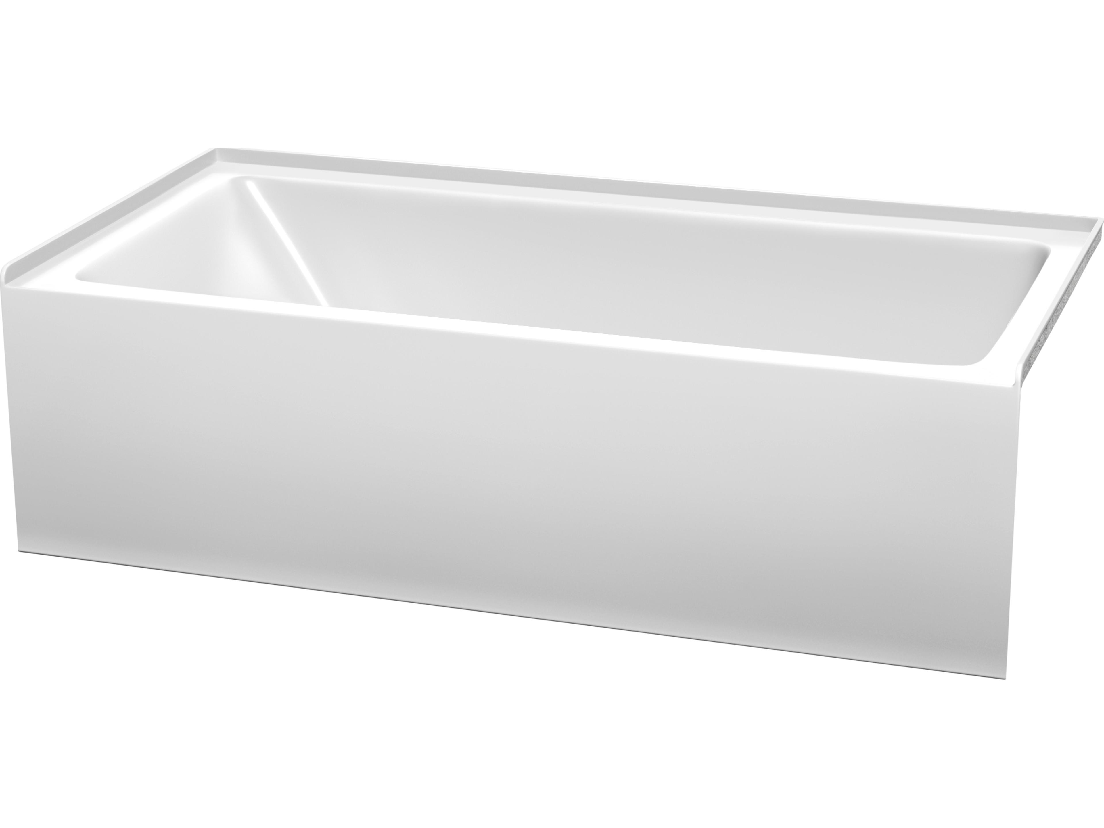 Wyndham Collection Grayley White Bathtub with Right-Hand Drain and Overflow Trim