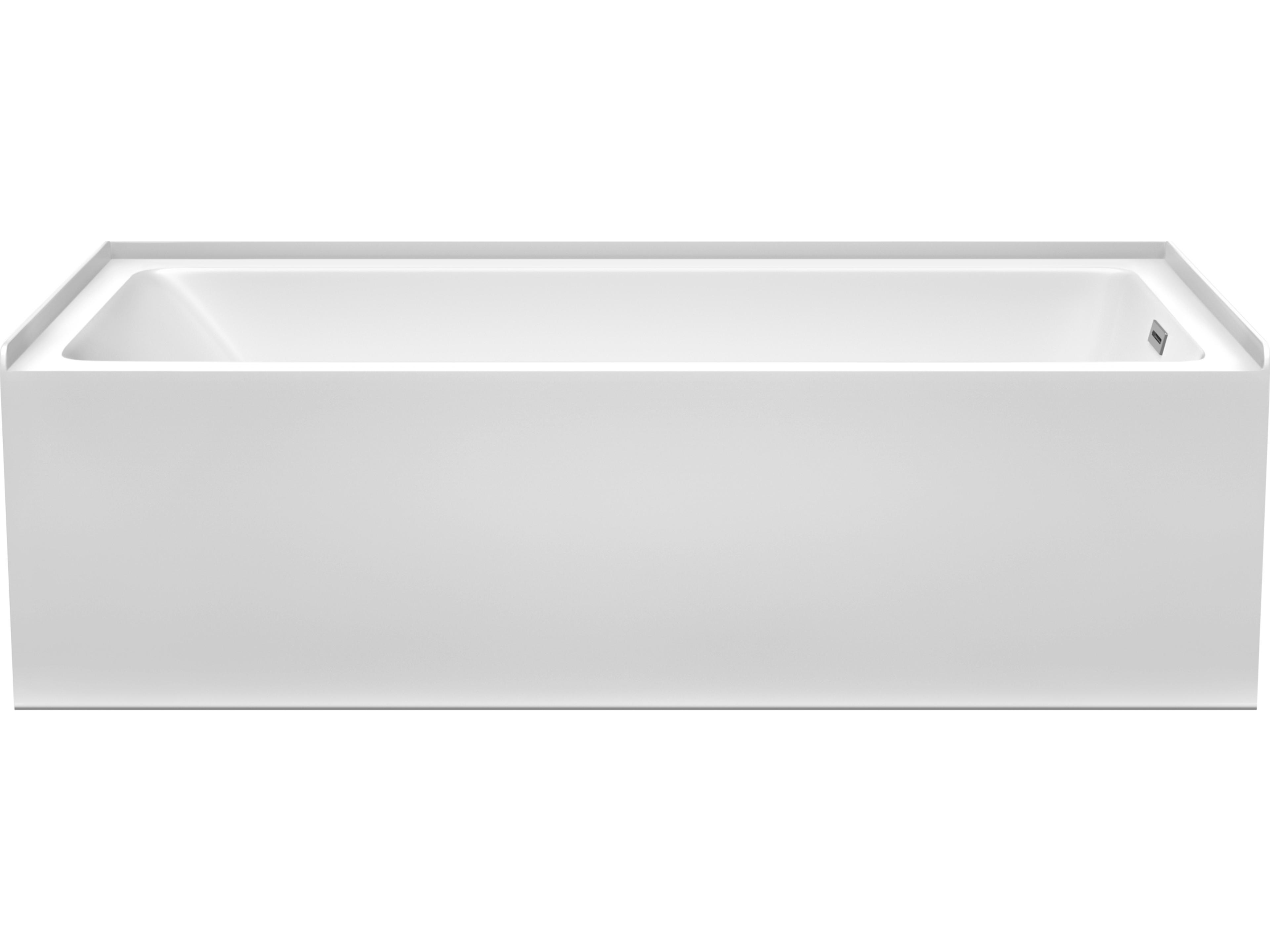 Wyndham Collection Grayley White Bathtub with Right-Hand Drain and Overflow Trim