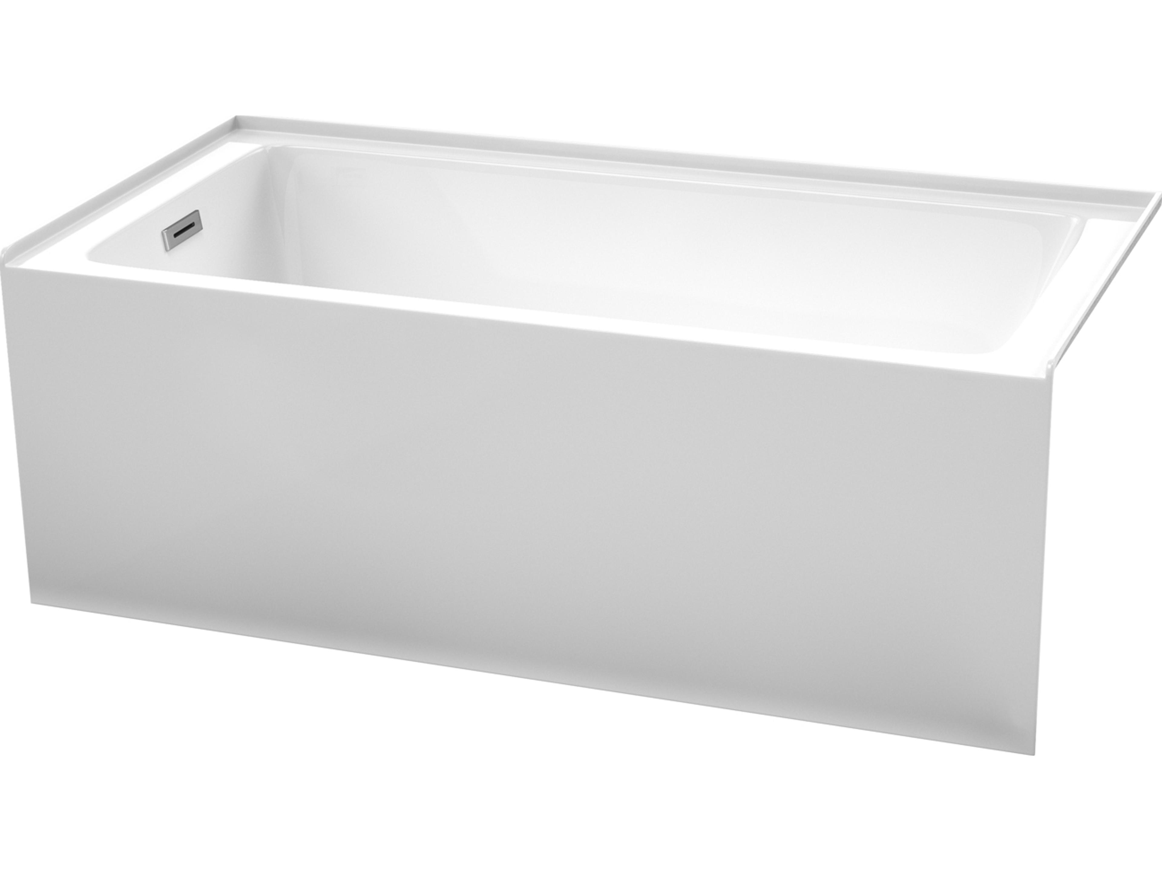 Grayley White Bathtub with Left-Hand Drain and Overflow Trim