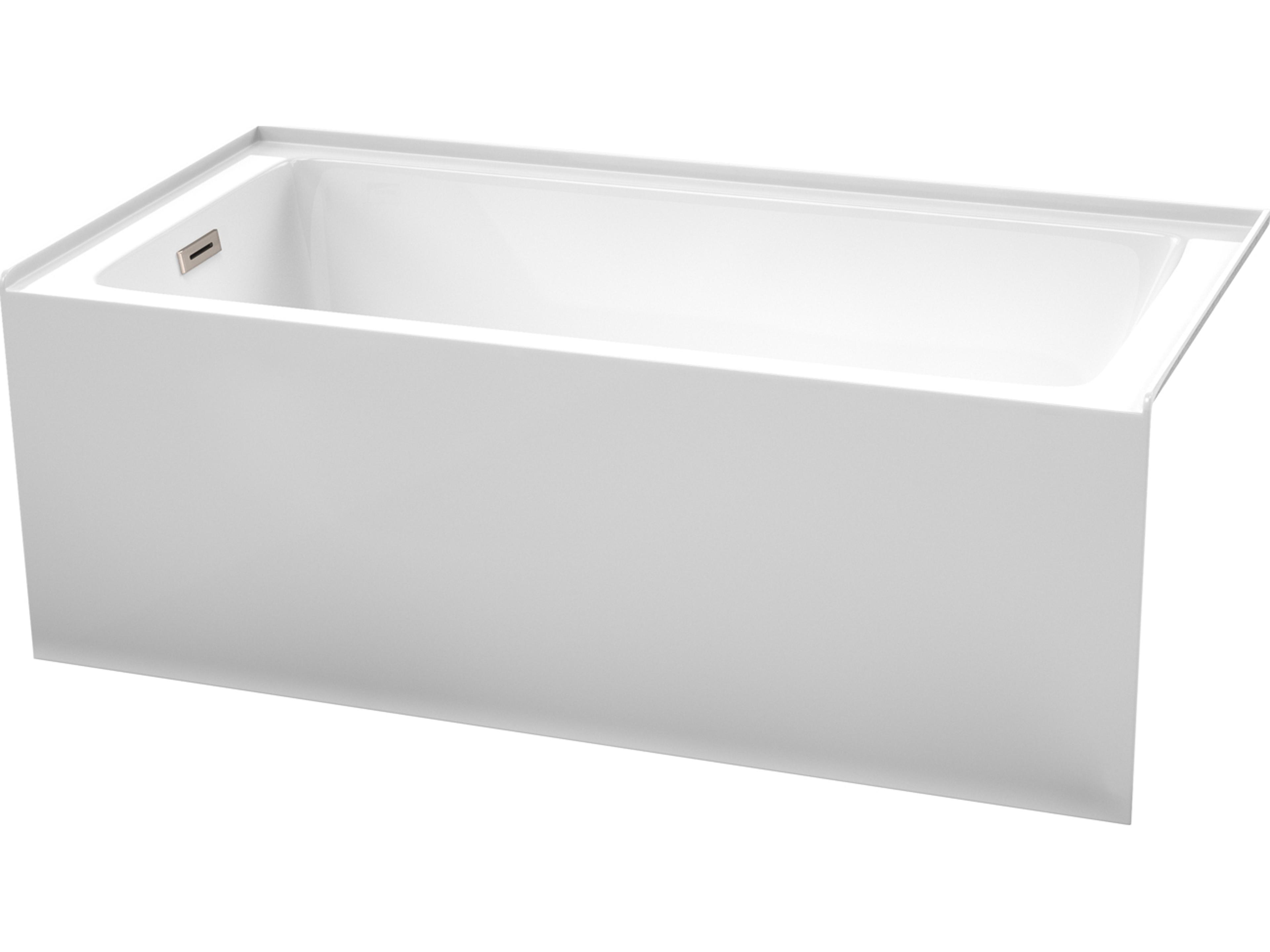 Wyndham Collection Grayley White Bathtub with Left-Hand Drain and Overflow Trim