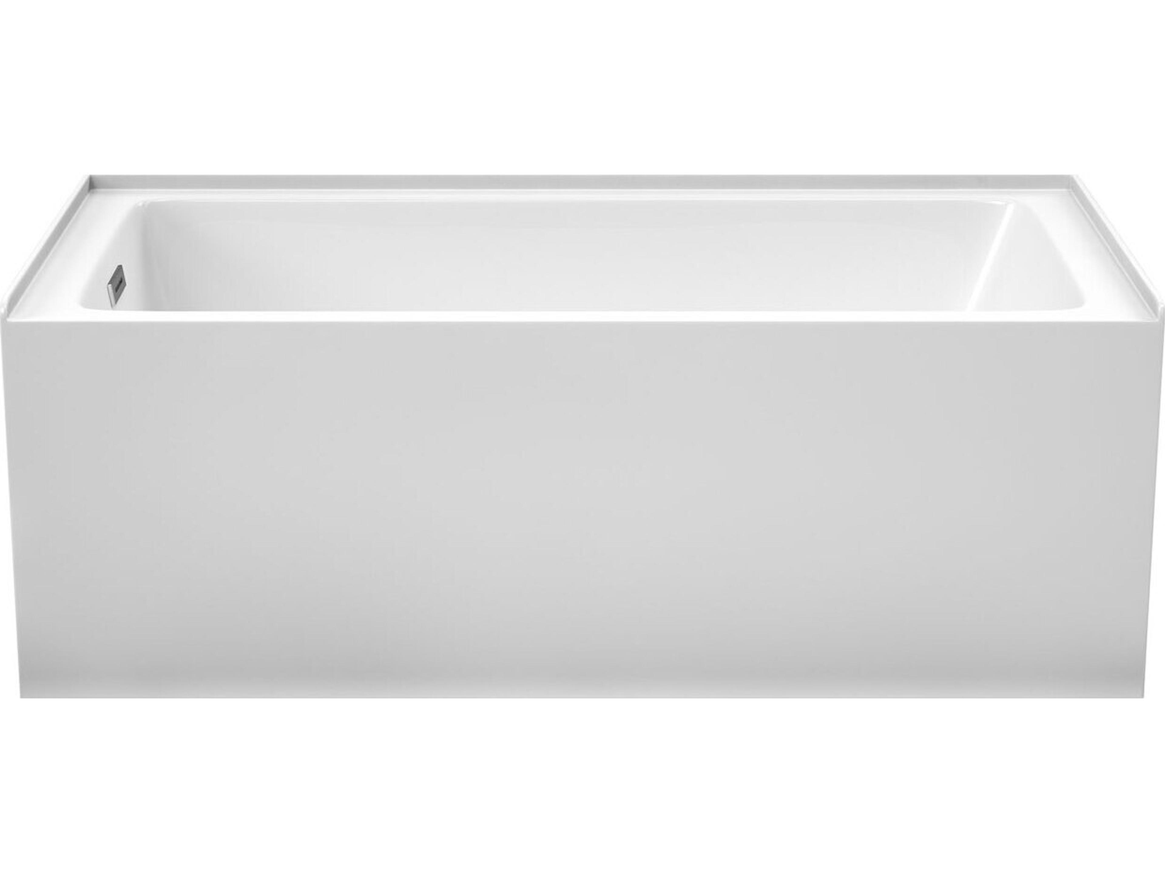 Wyndham Collection Grayley White Bathtub with Left-Hand Drain and Overflow Trim