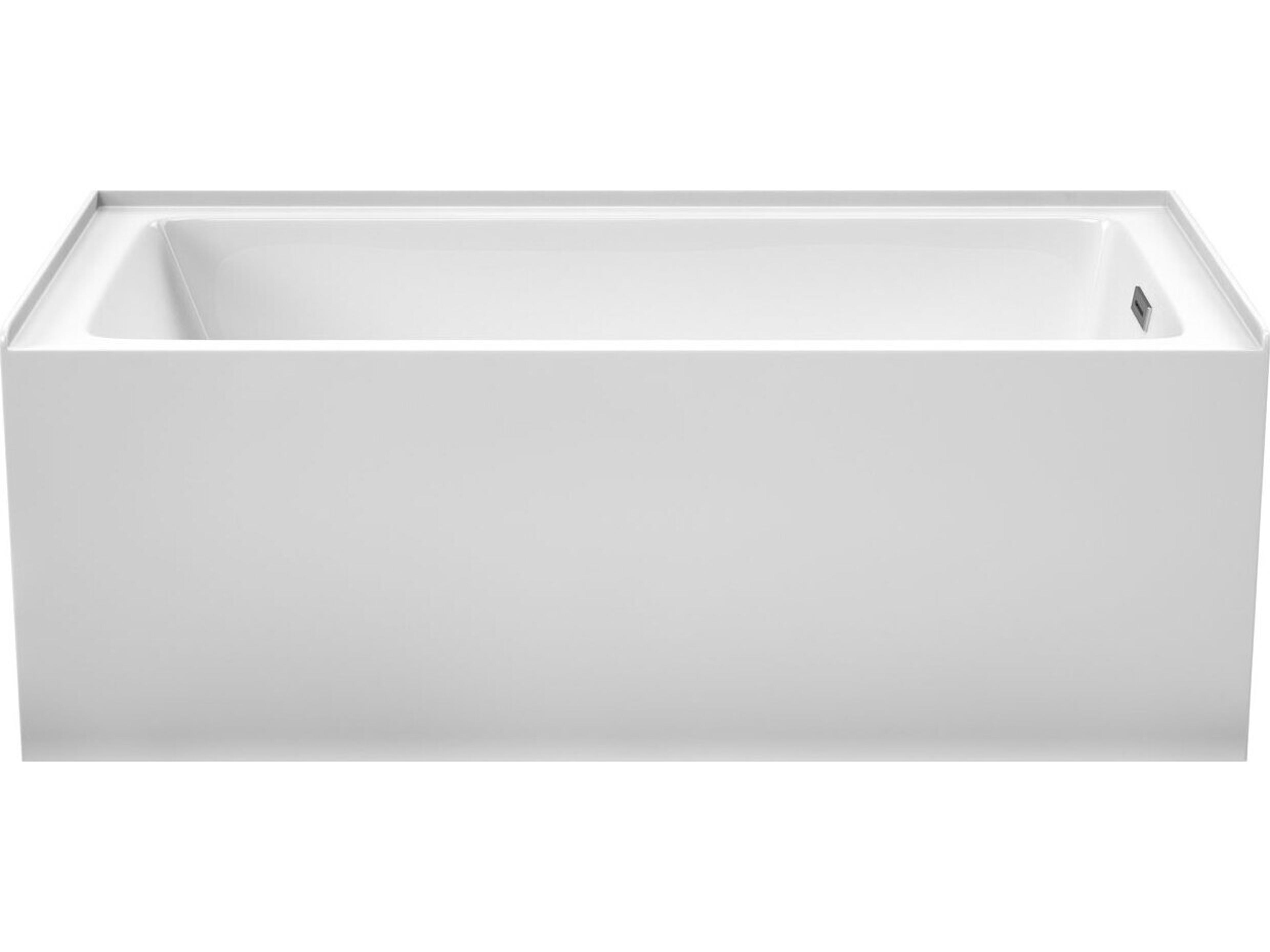 Wyndham Collection Grayley White Bathtub with Right-Hand Drain and Overflow Trim