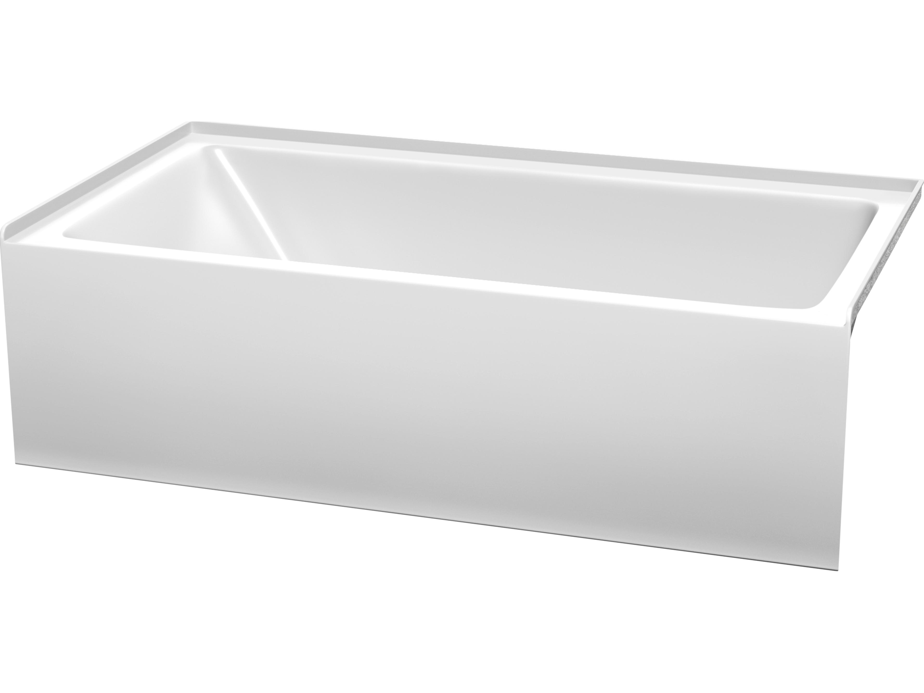 Grayley White Bathtub with Right-Hand Drain and Overflow Trim