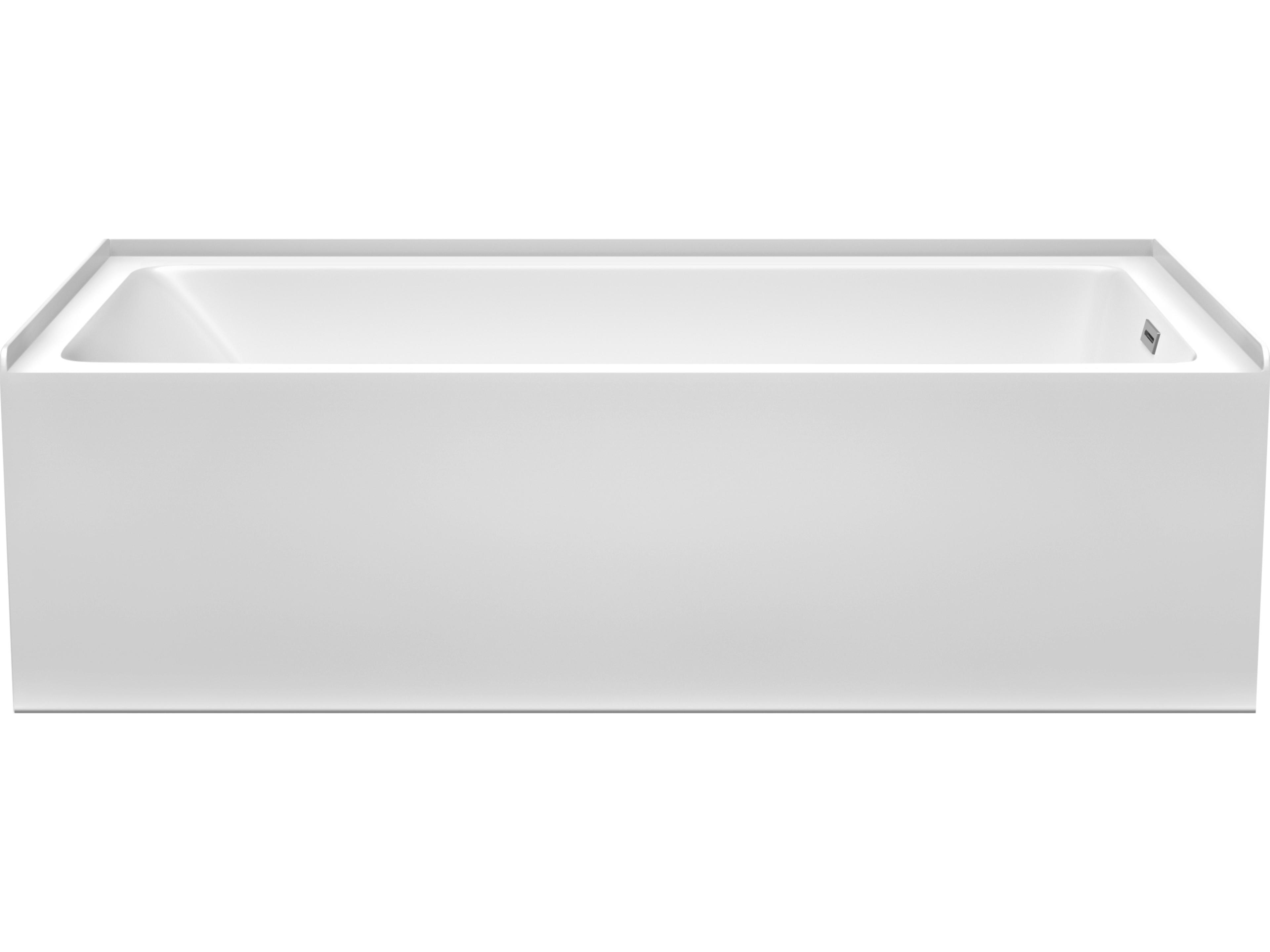 Wyndham Collection Grayley White Bathtub with Right-Hand Drain and Overflow Trim