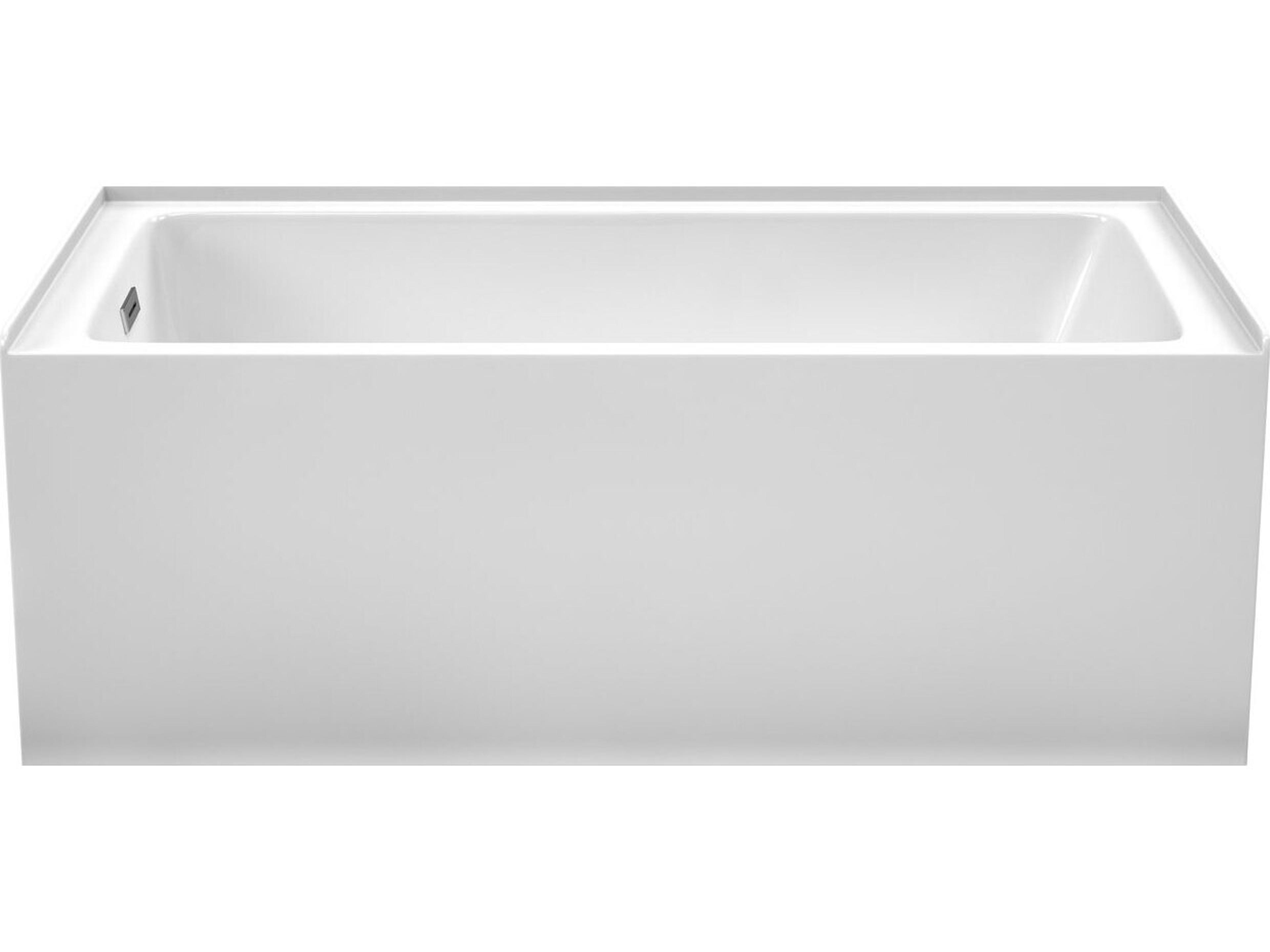 Wyndham Collection Grayley White Bathtub with Left-Hand Drain and Overflow Trim