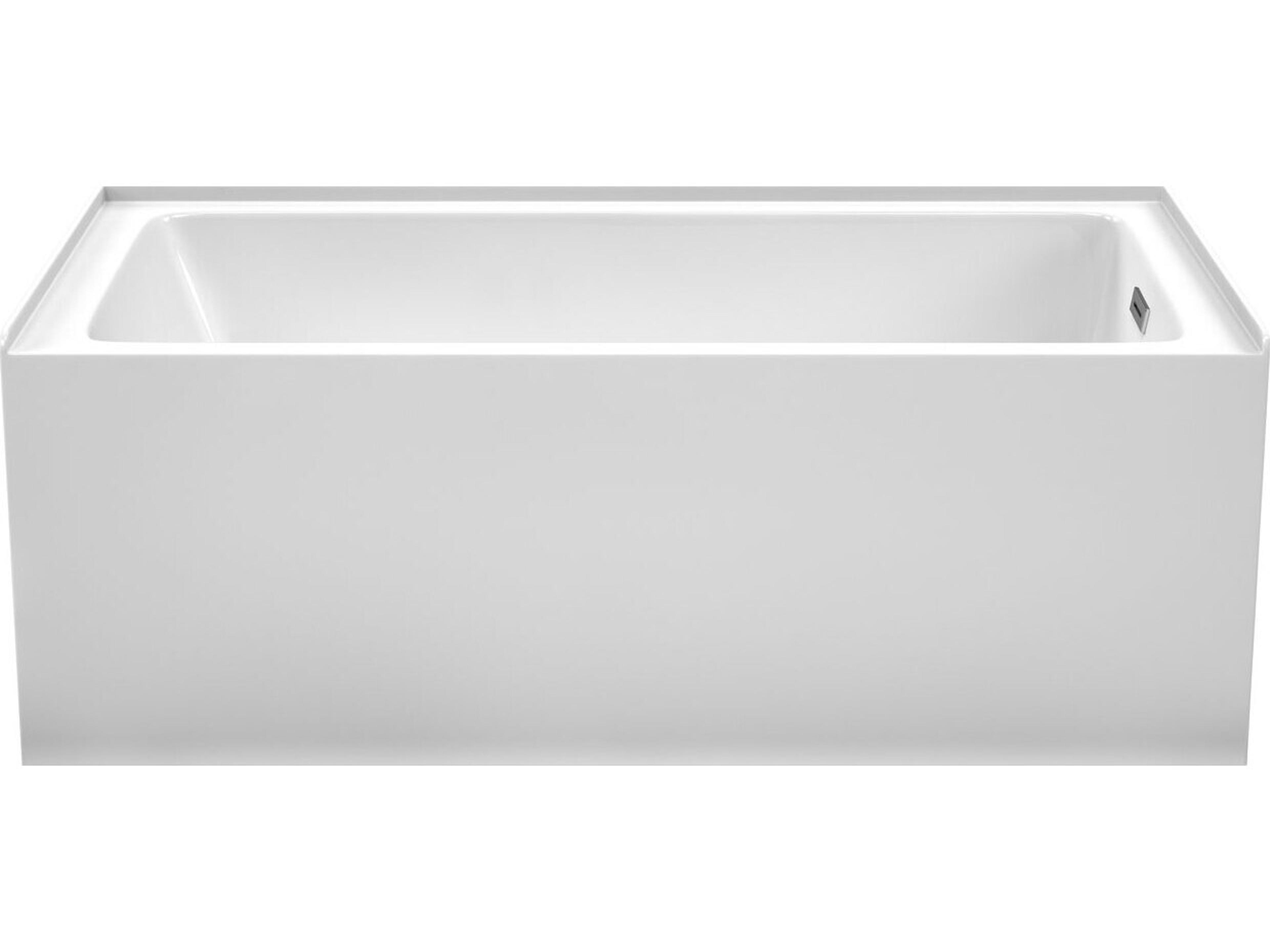 Wyndham Collection Grayley White Bathtub with Right-Hand Drain and Overflow Trim