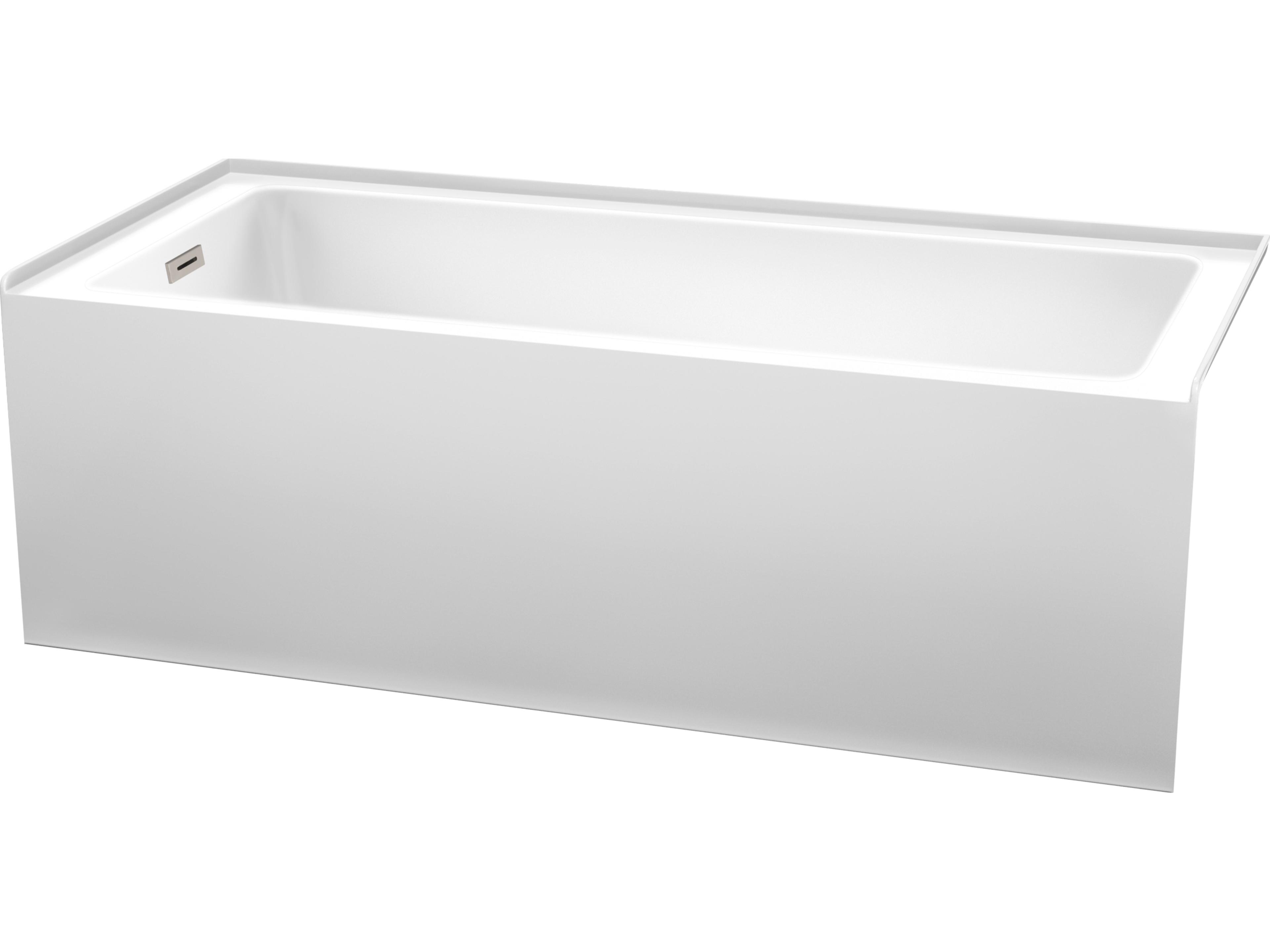 Wyndham Collection Grayley White Bathtub with Left-Hand Drain and Overflow Trim