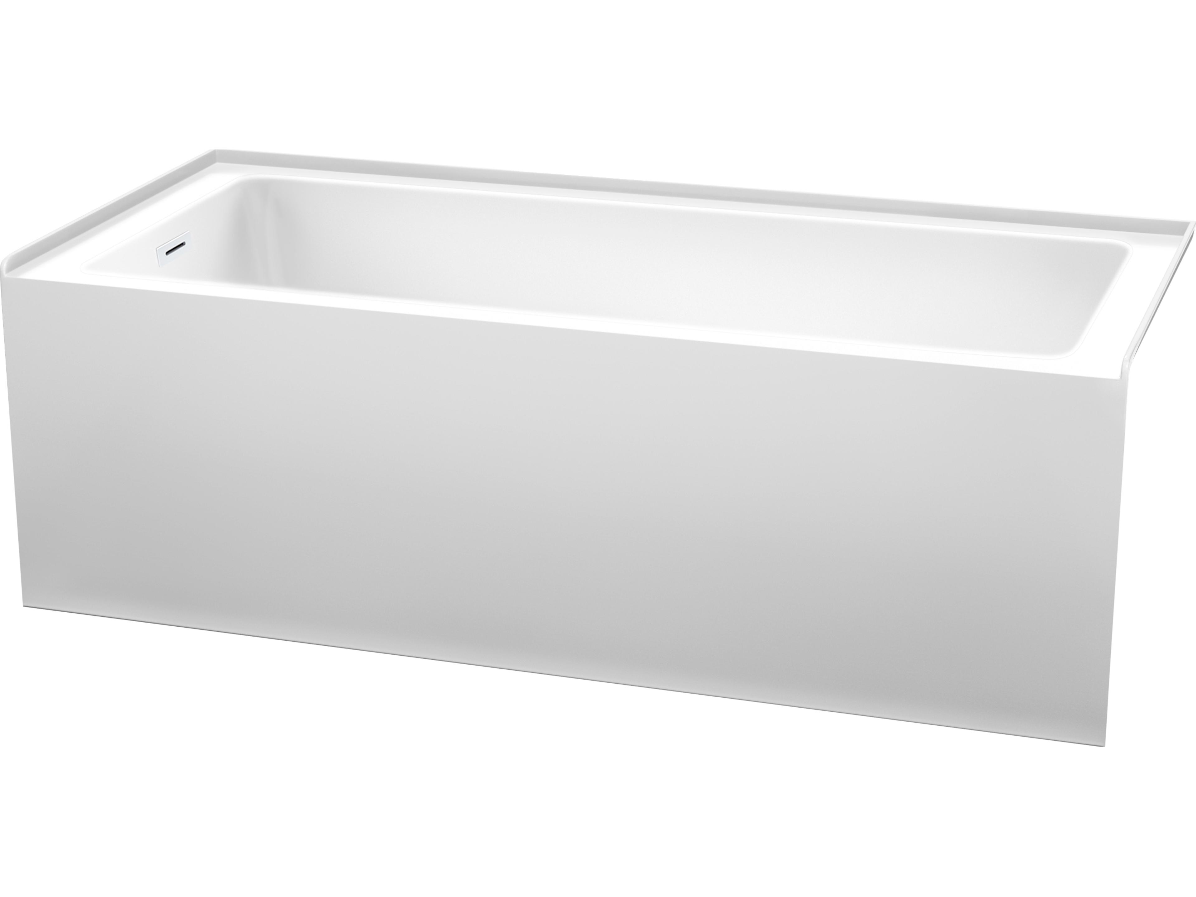 Wyndham Collection Grayley White Bathtub with Left-Hand Drain and Overflow Trim