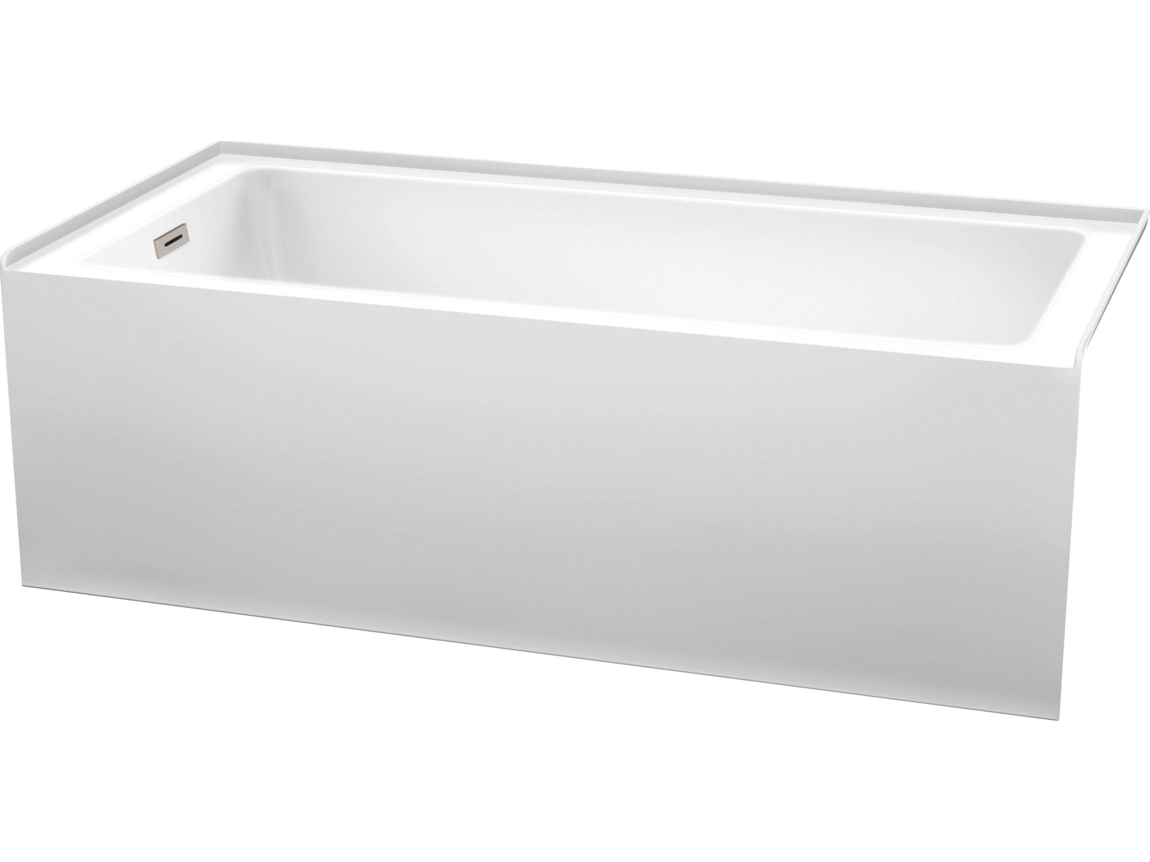 Wyndham Collection Grayley White Bathtub with Left-Hand Drain and Overflow Trim