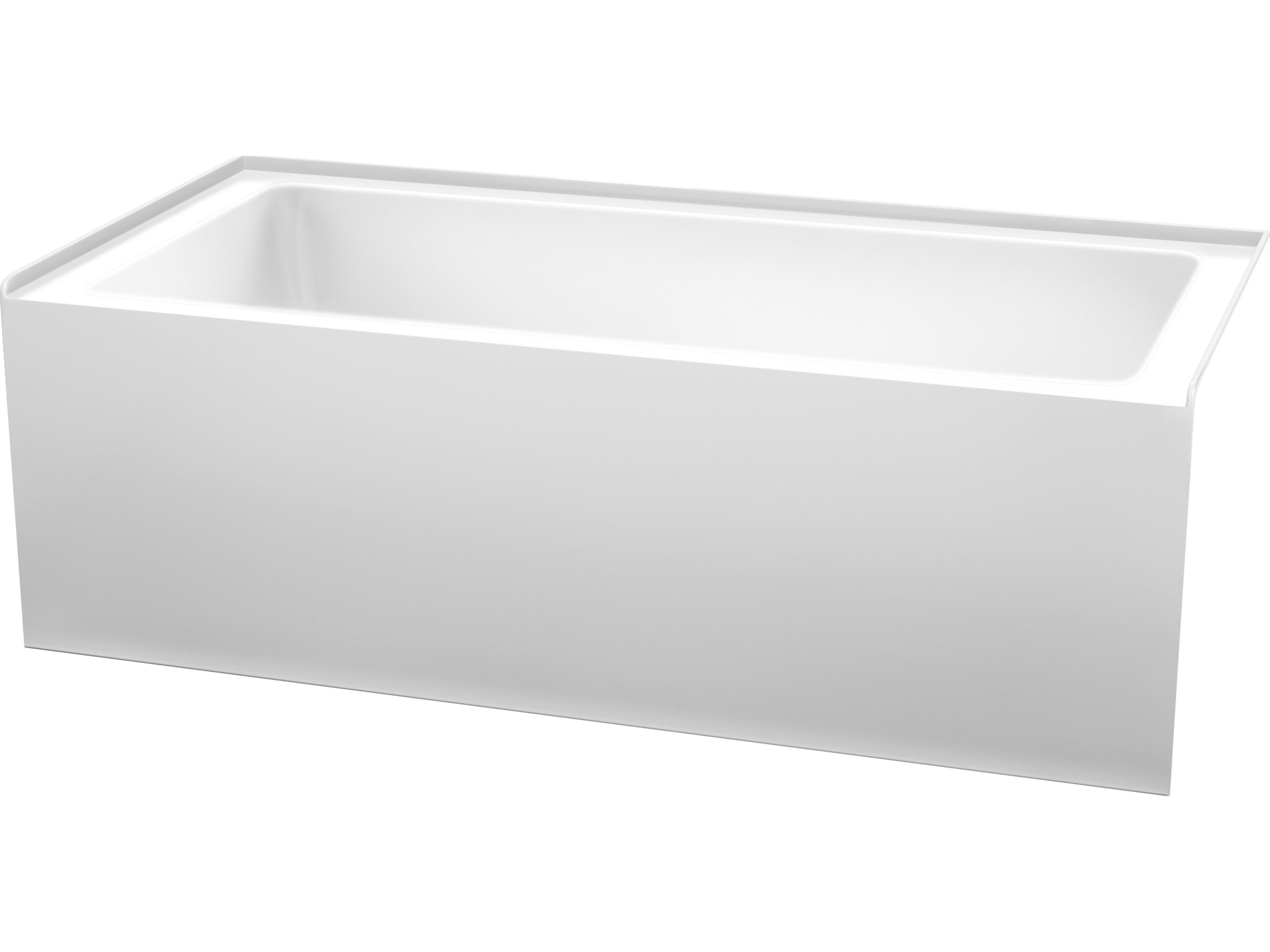 Wyndham Collection Grayley White Bathtub with Right-Hand Drain and Overflow Trim