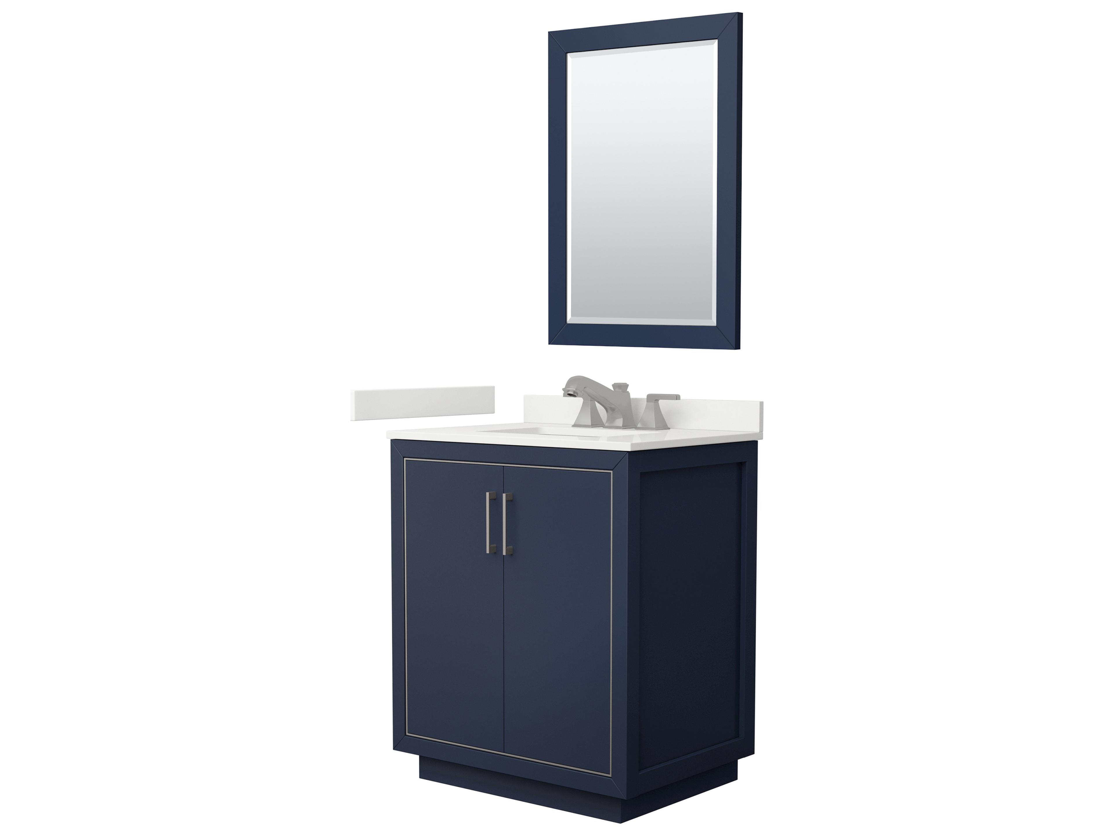 Wyndham Collection Icon 30" Dark Blue Vanity with 24" Mirror