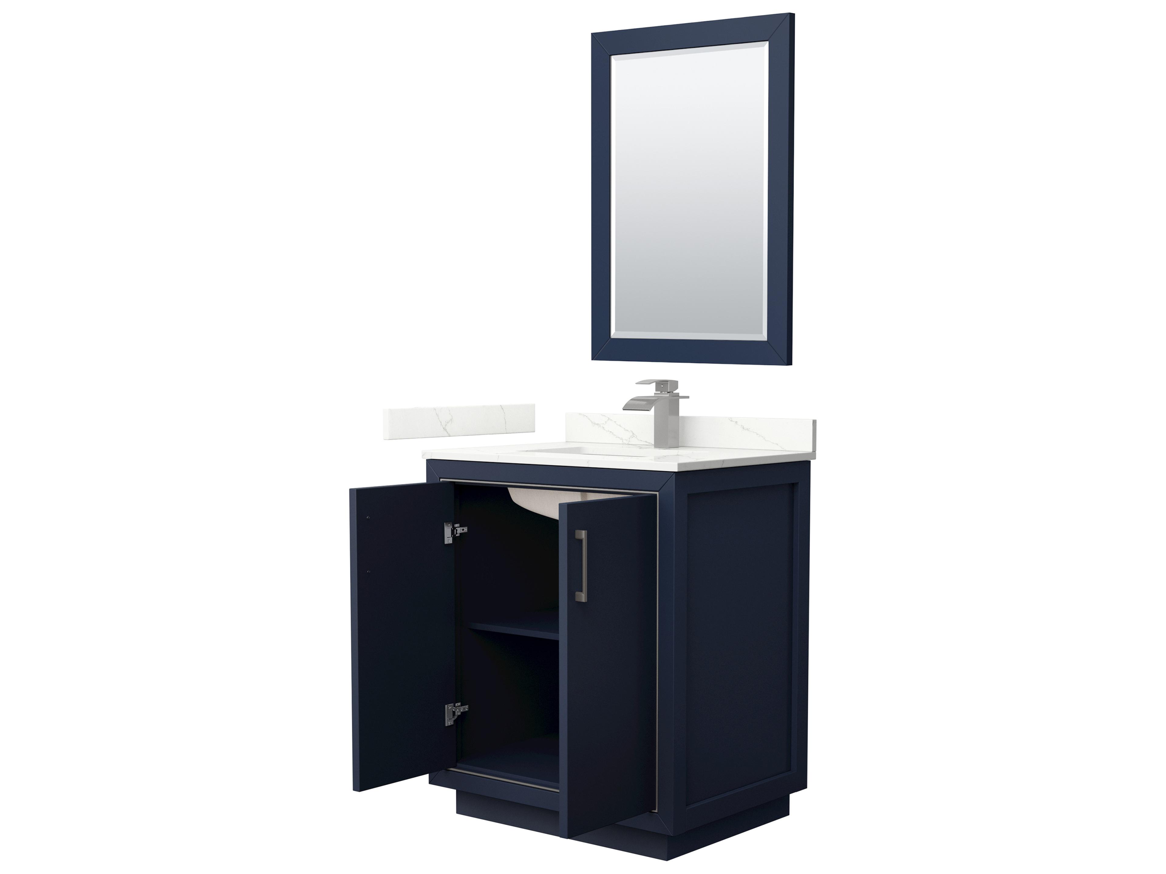 Wyndham Collection Icon 30" Dark Blue Vanity with 24" Mirror