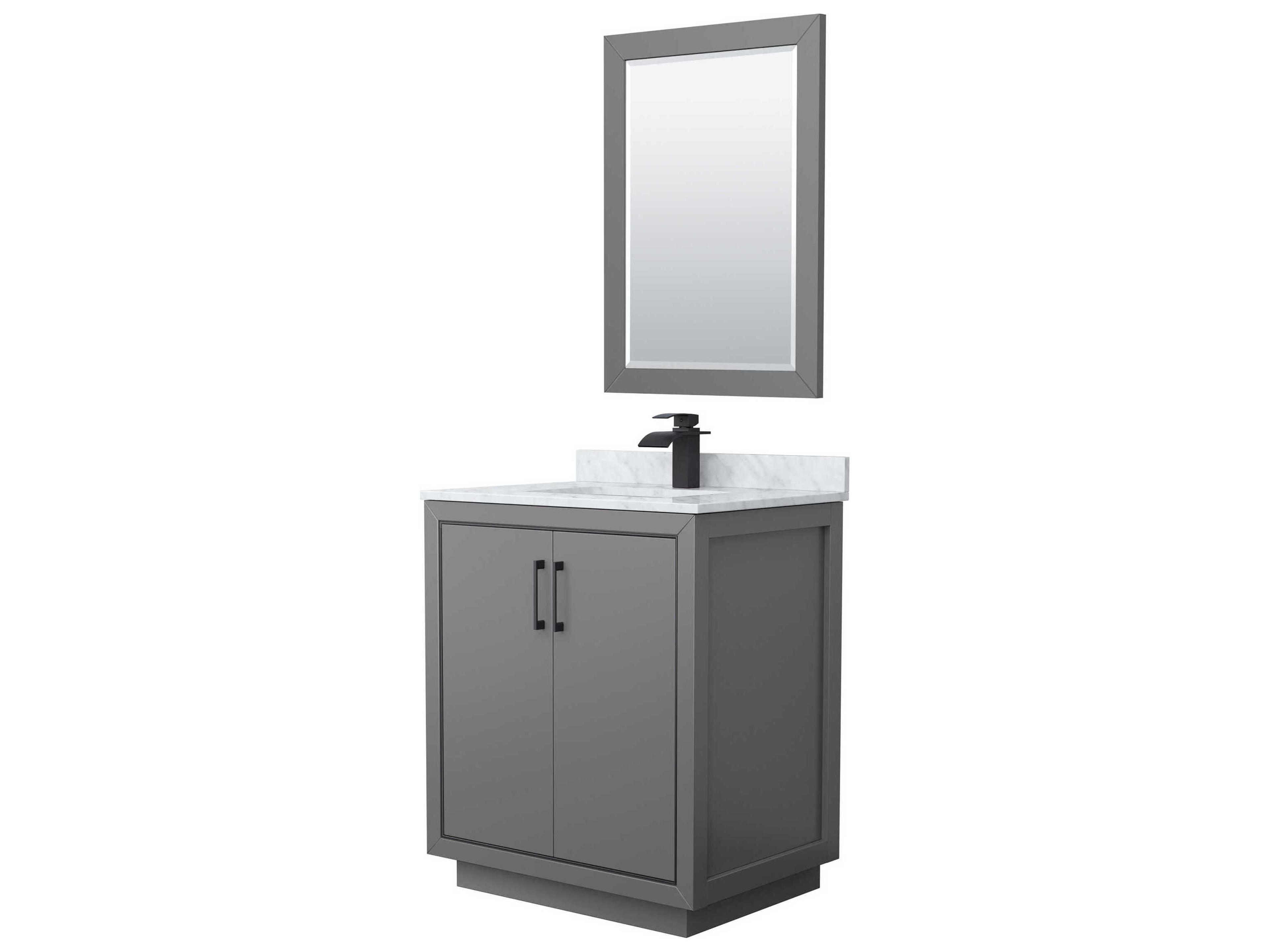 Wyndham Collection Icon 30" Dark Gray Vanity with 24" Mirror
