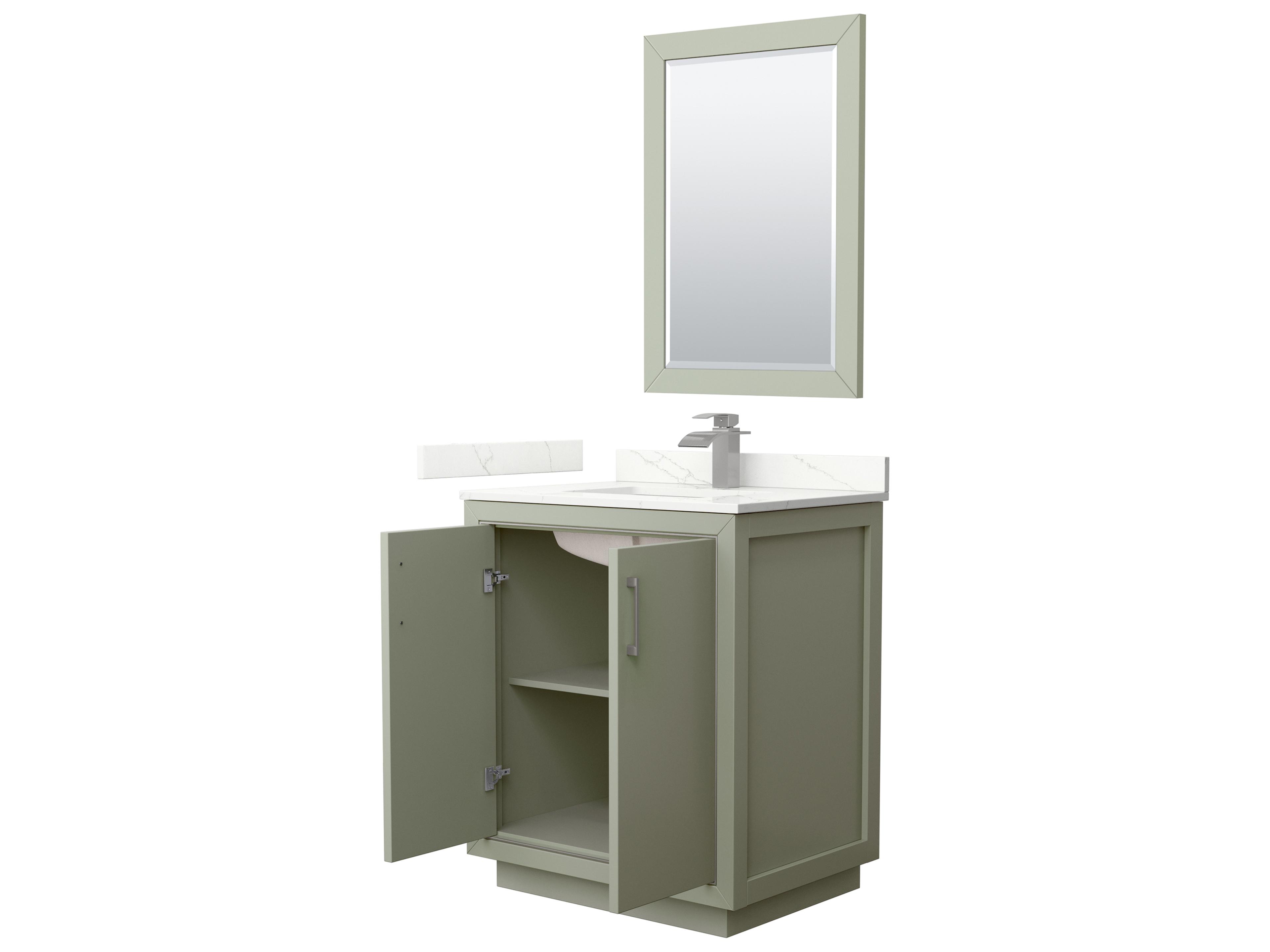 Wyndham Collection Icon 30" Light Green Vanity with 24" Mirror