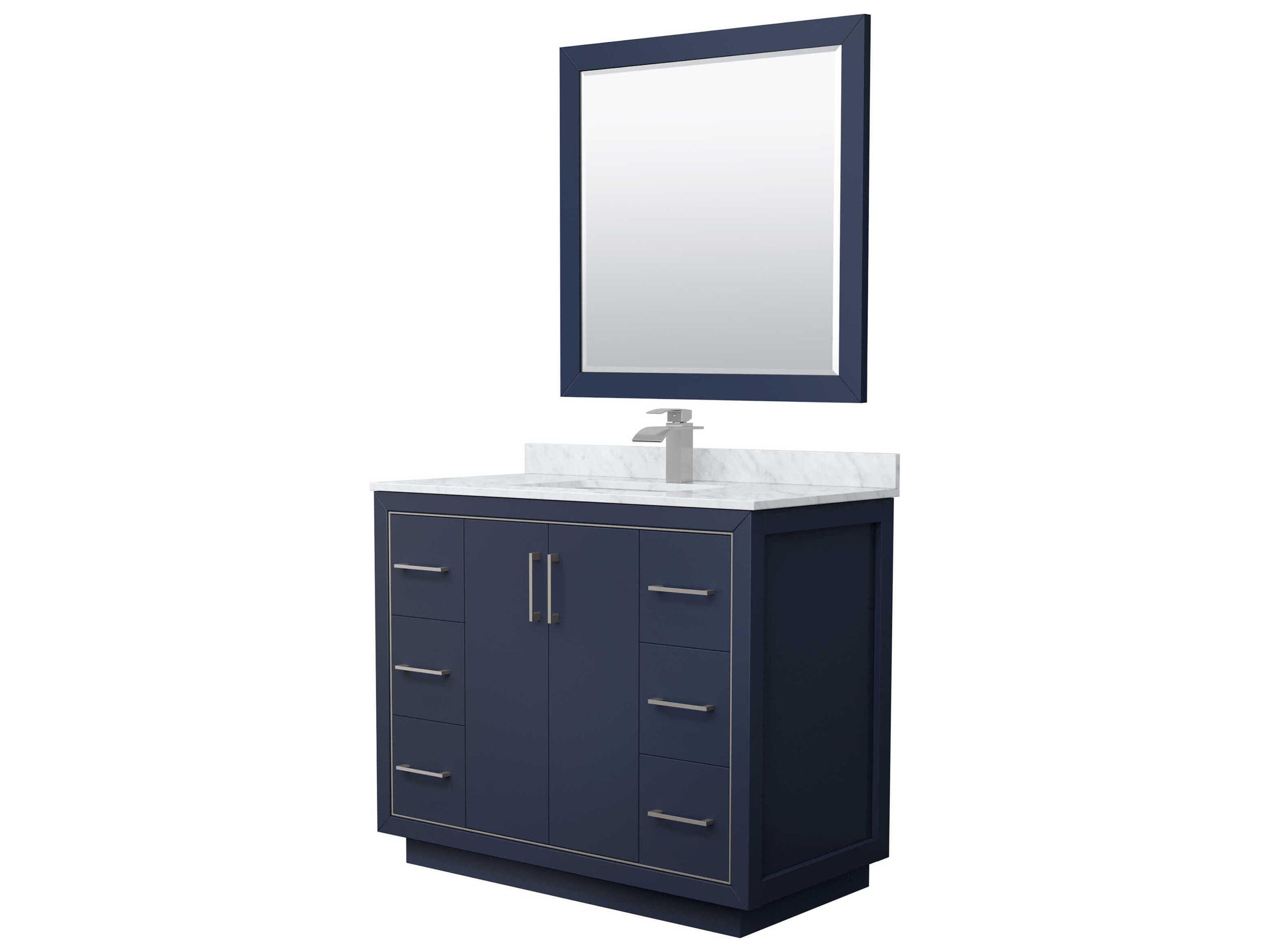 Wyndham Collection Icon 42" Dark Blue Vanity with 34" Mirror