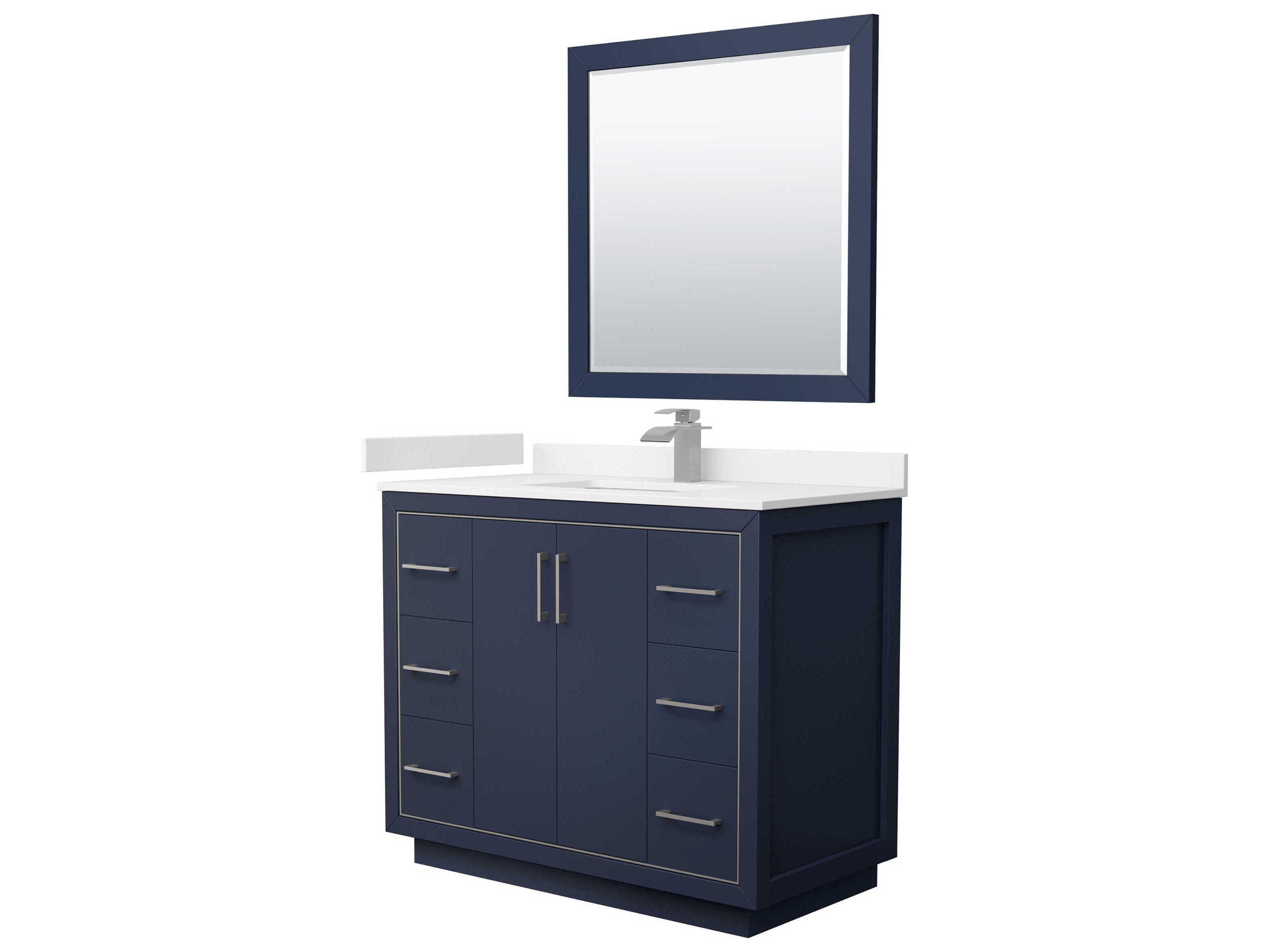 Wyndham Collection Icon 42" Dark Blue Vanity with 34" Mirror
