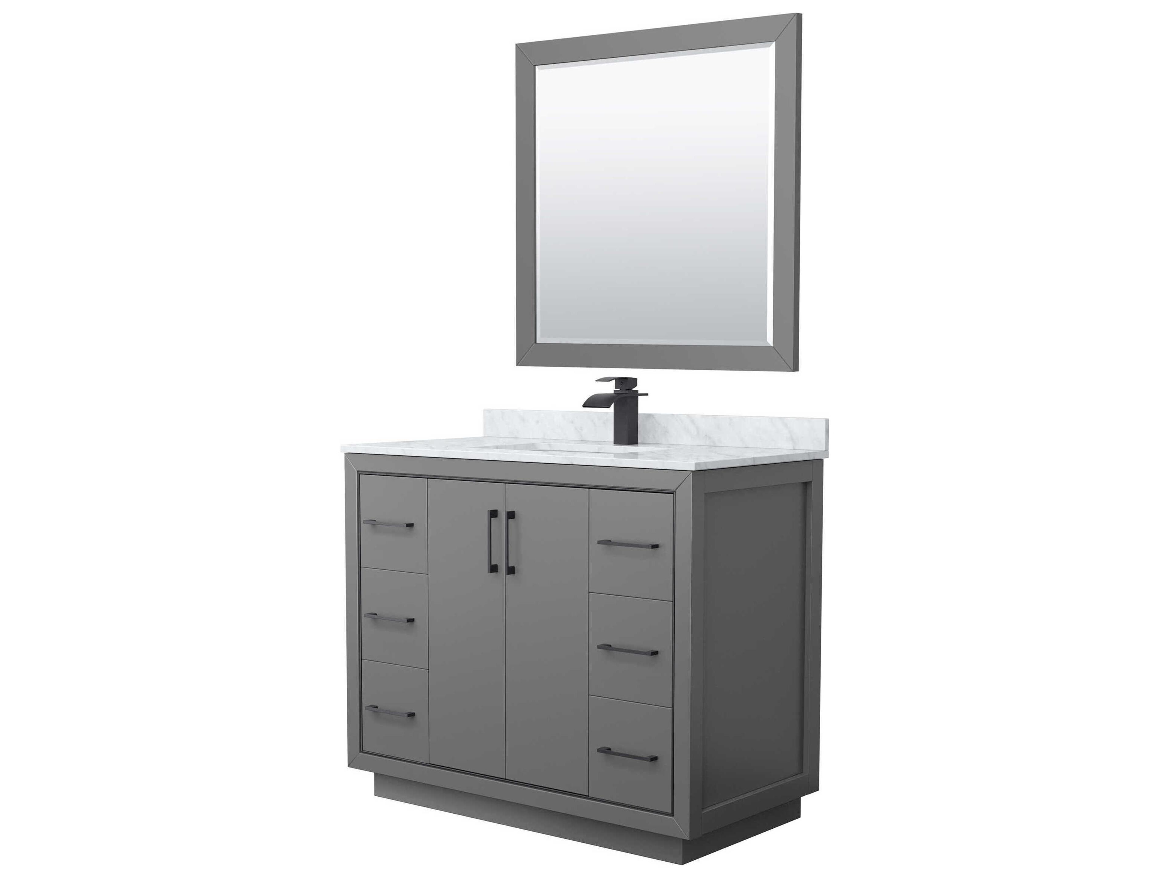 Wyndham Collection Icon 42" Dark Gray Vanity with 34" Mirror