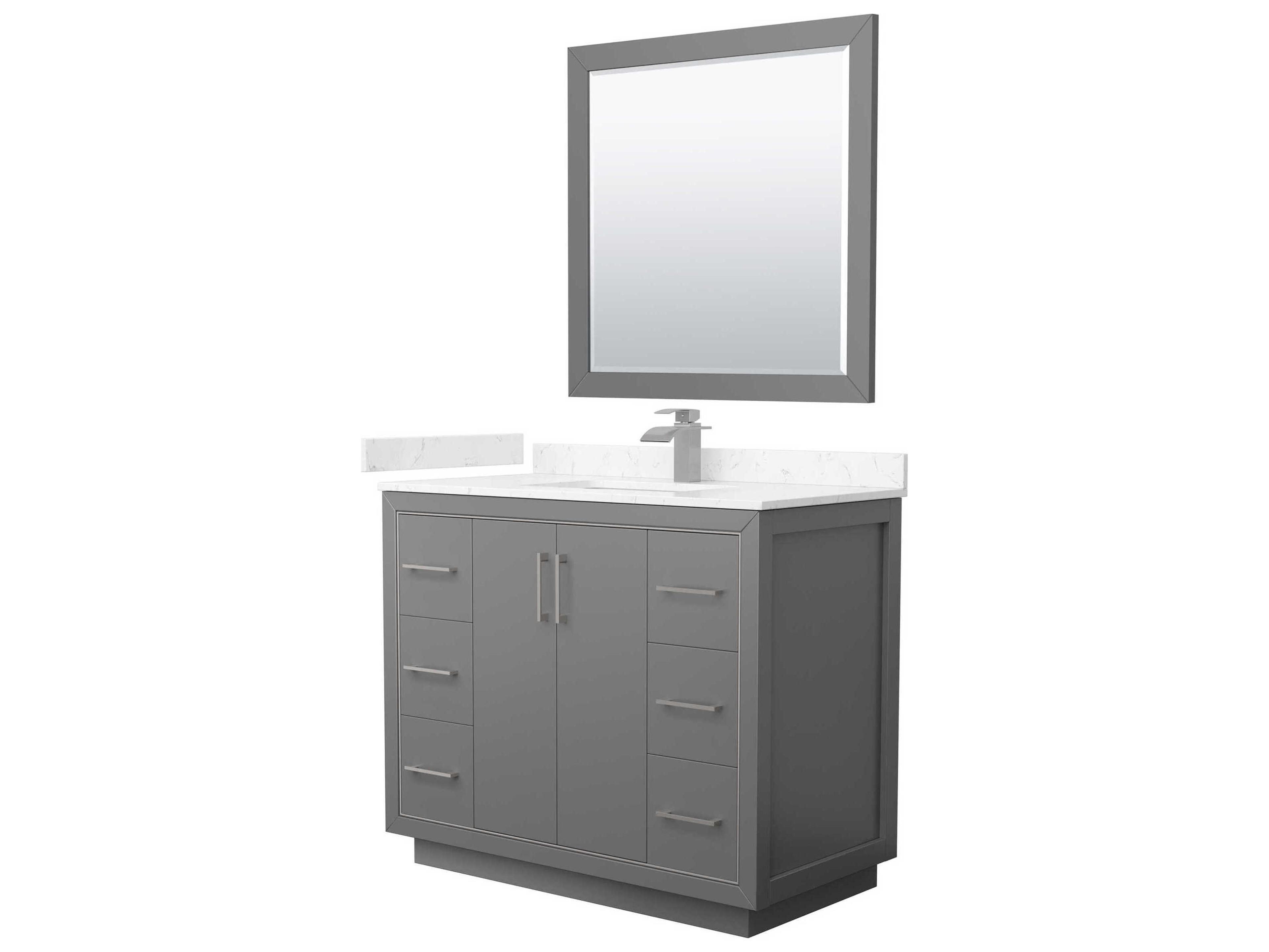 Wyndham Collection Icon 42" Dark Gray Vanity with 34" Mirror