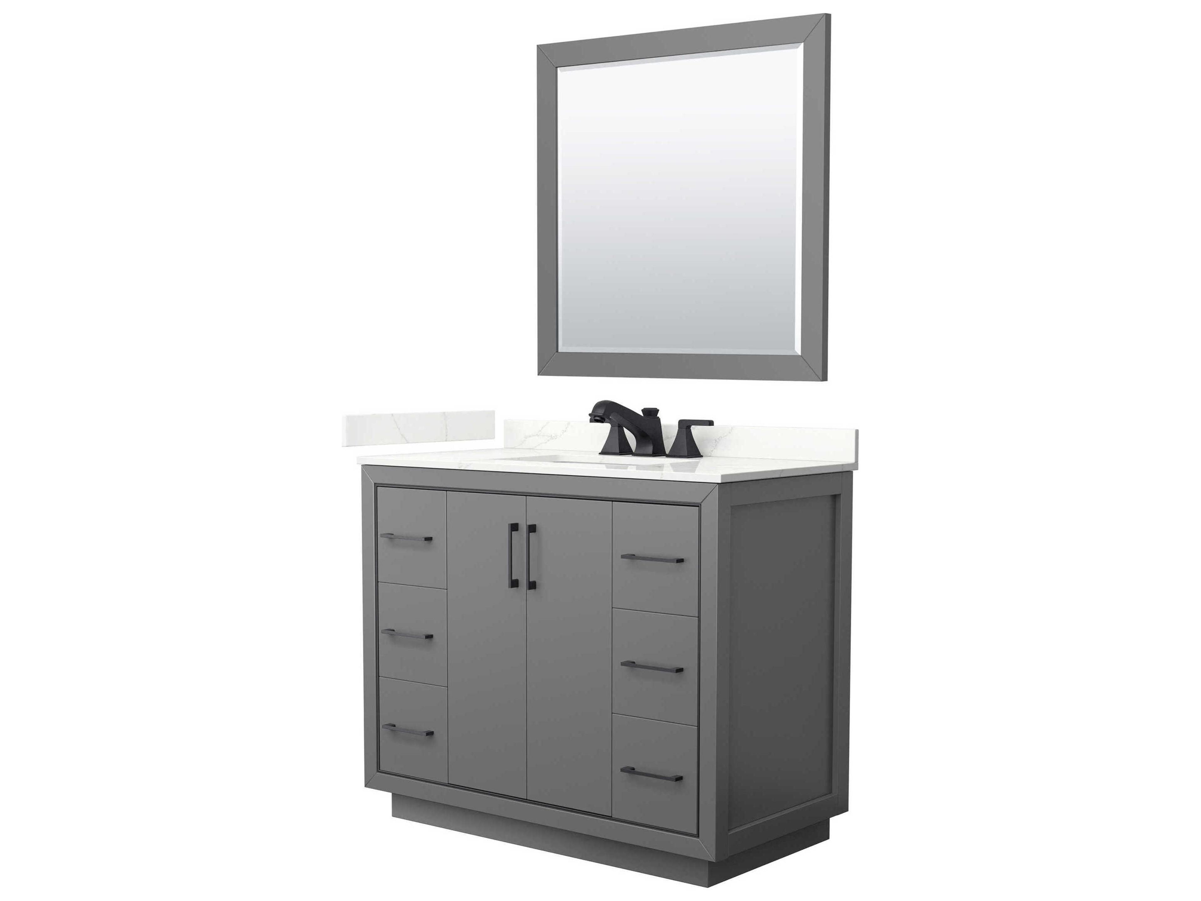 Wyndham Collection Icon 42" Dark Gray Vanity with 34" Mirror