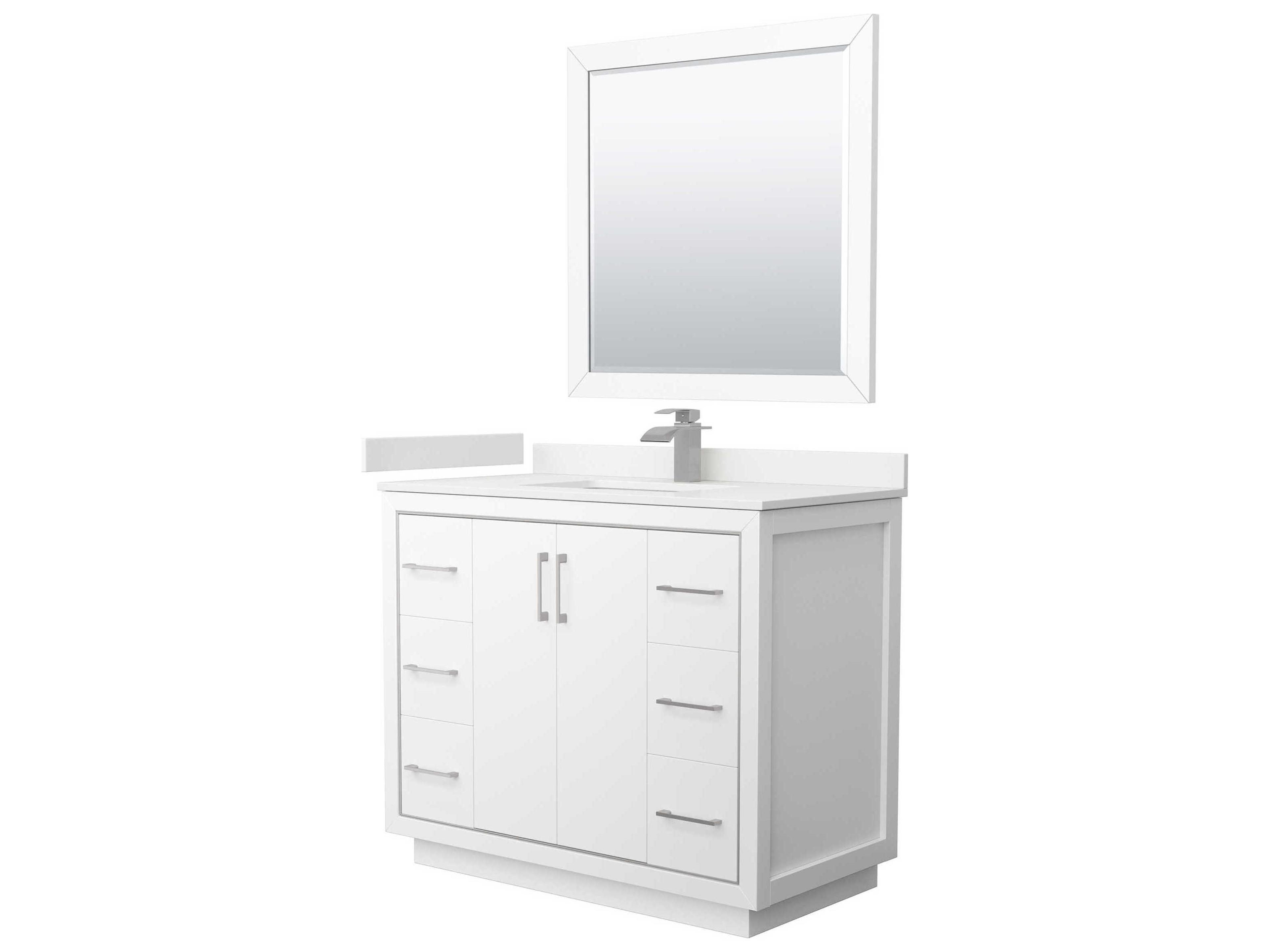 Wyndham Collection Icon 42" White Vanity with 34" Mirror