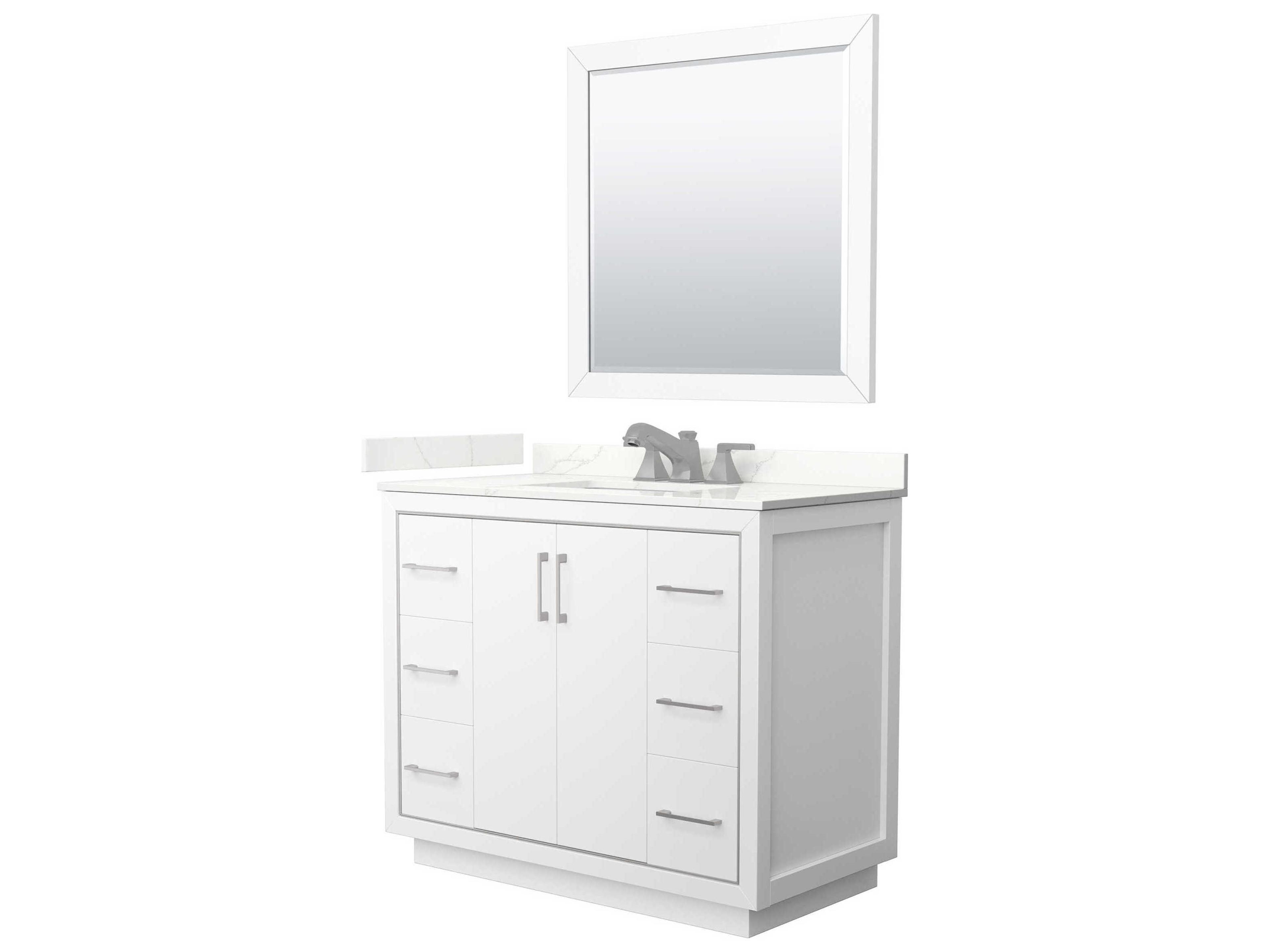 Wyndham Collection Icon 42" White Vanity with 34" Mirror
