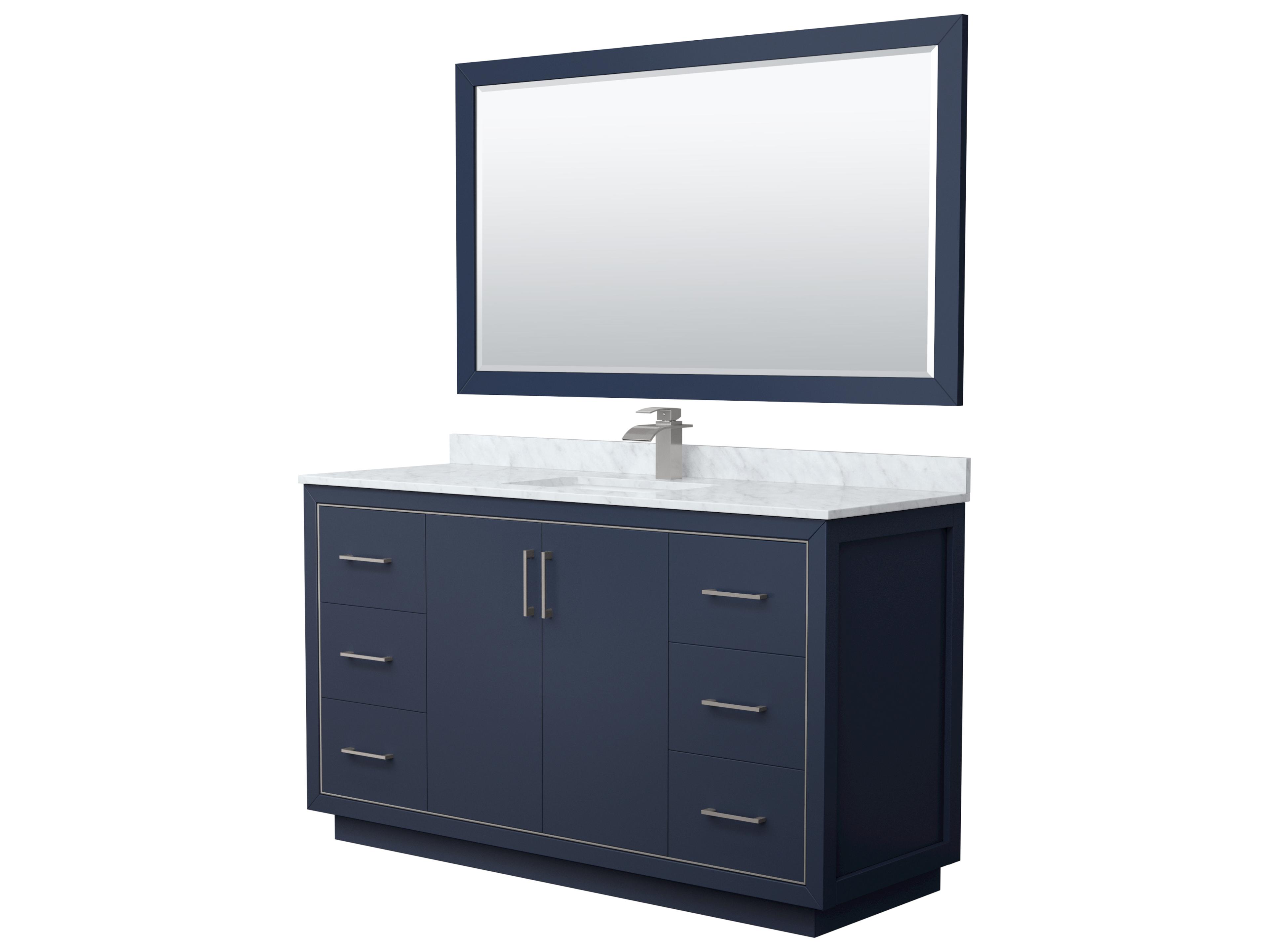 Wyndham Collection Icon 60" Dark Blue Vanity with 58" Mirror