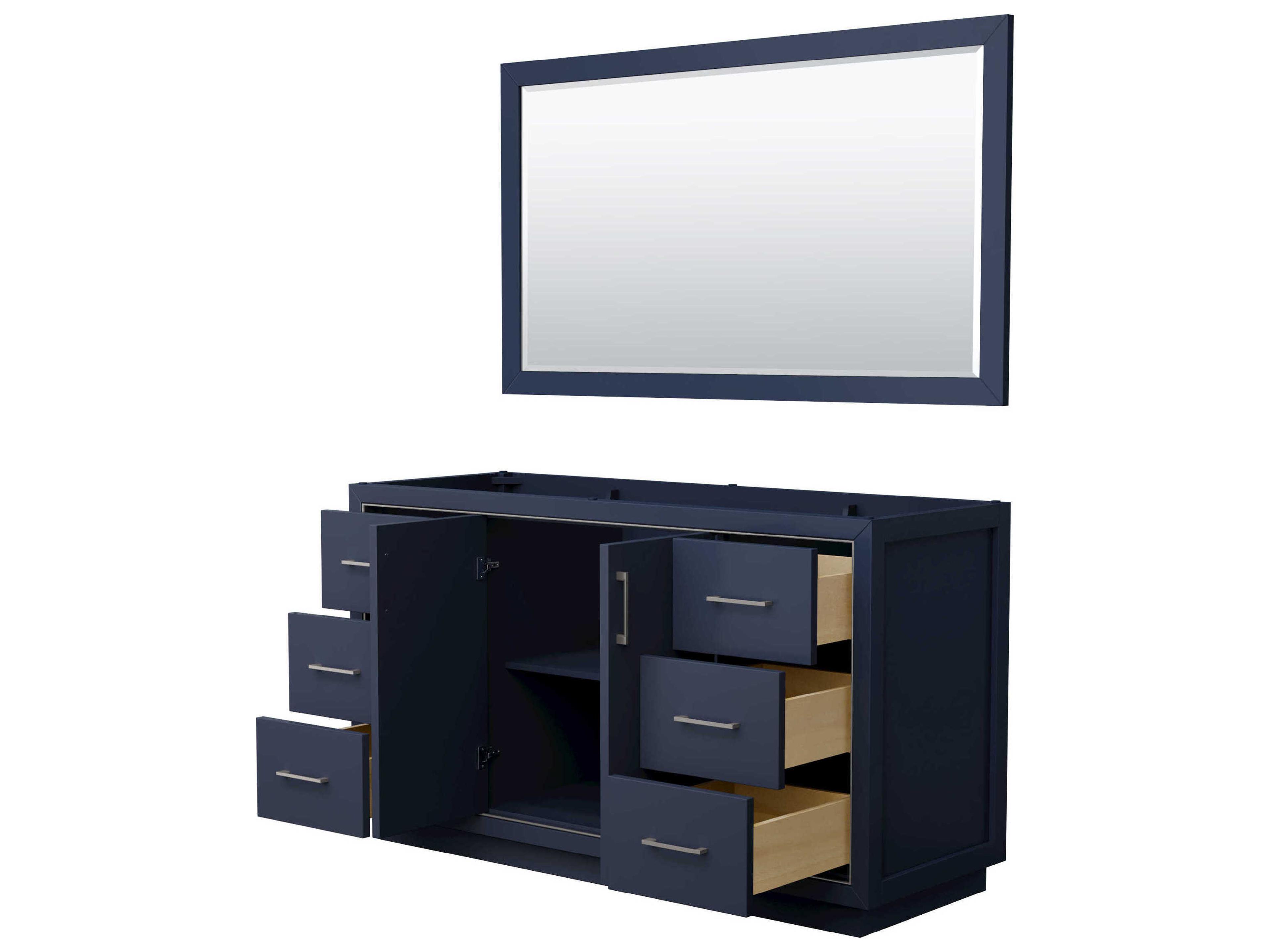 Wyndham Collection Icon 59" Dark Blue Vanity with 58" Mirror