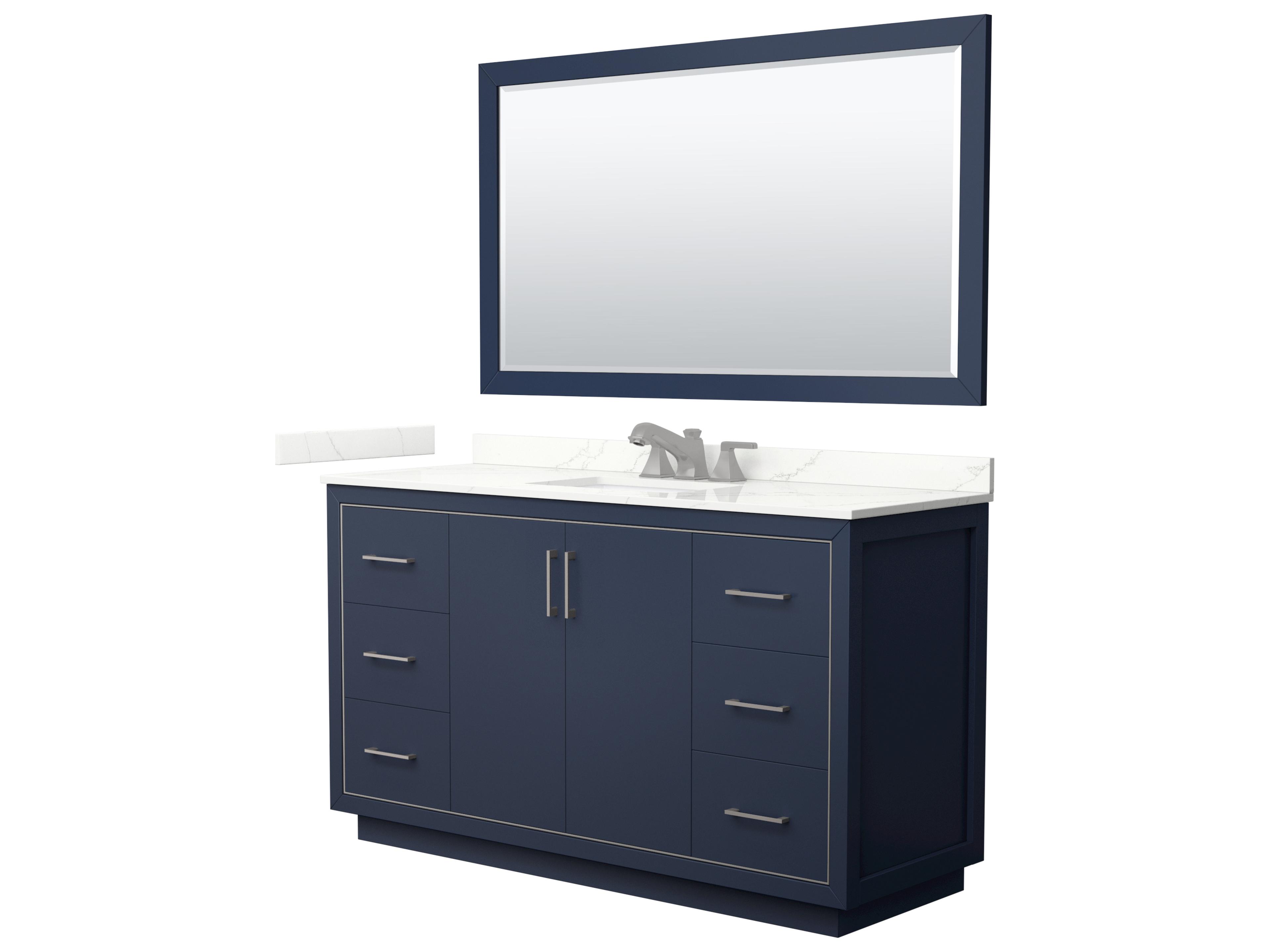Wyndham Collection Icon 60" Dark Blue Vanity with 58" Mirror