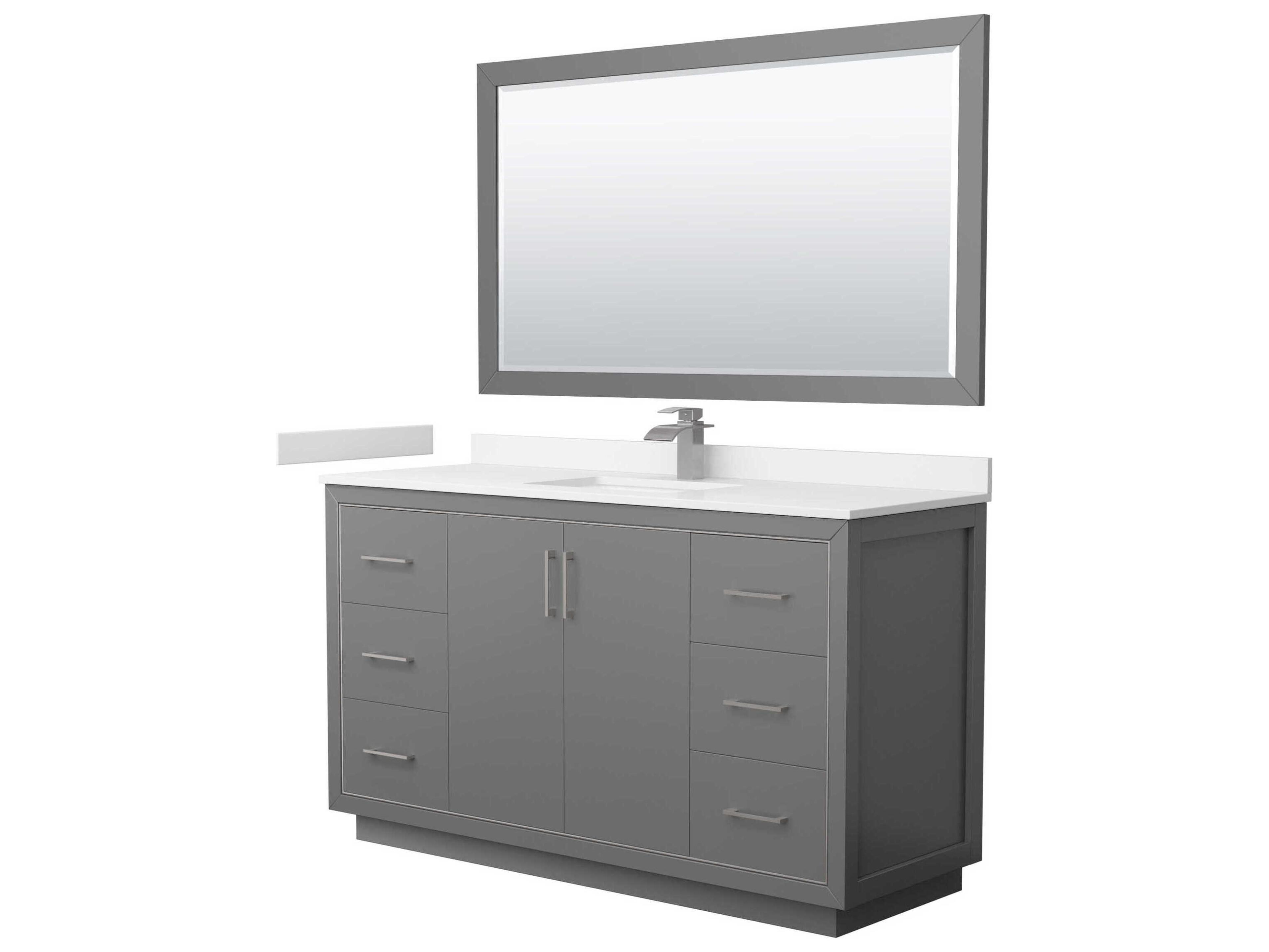 Wyndham Collection Icon 60" Dark Gray Vanity with 58" Mirror