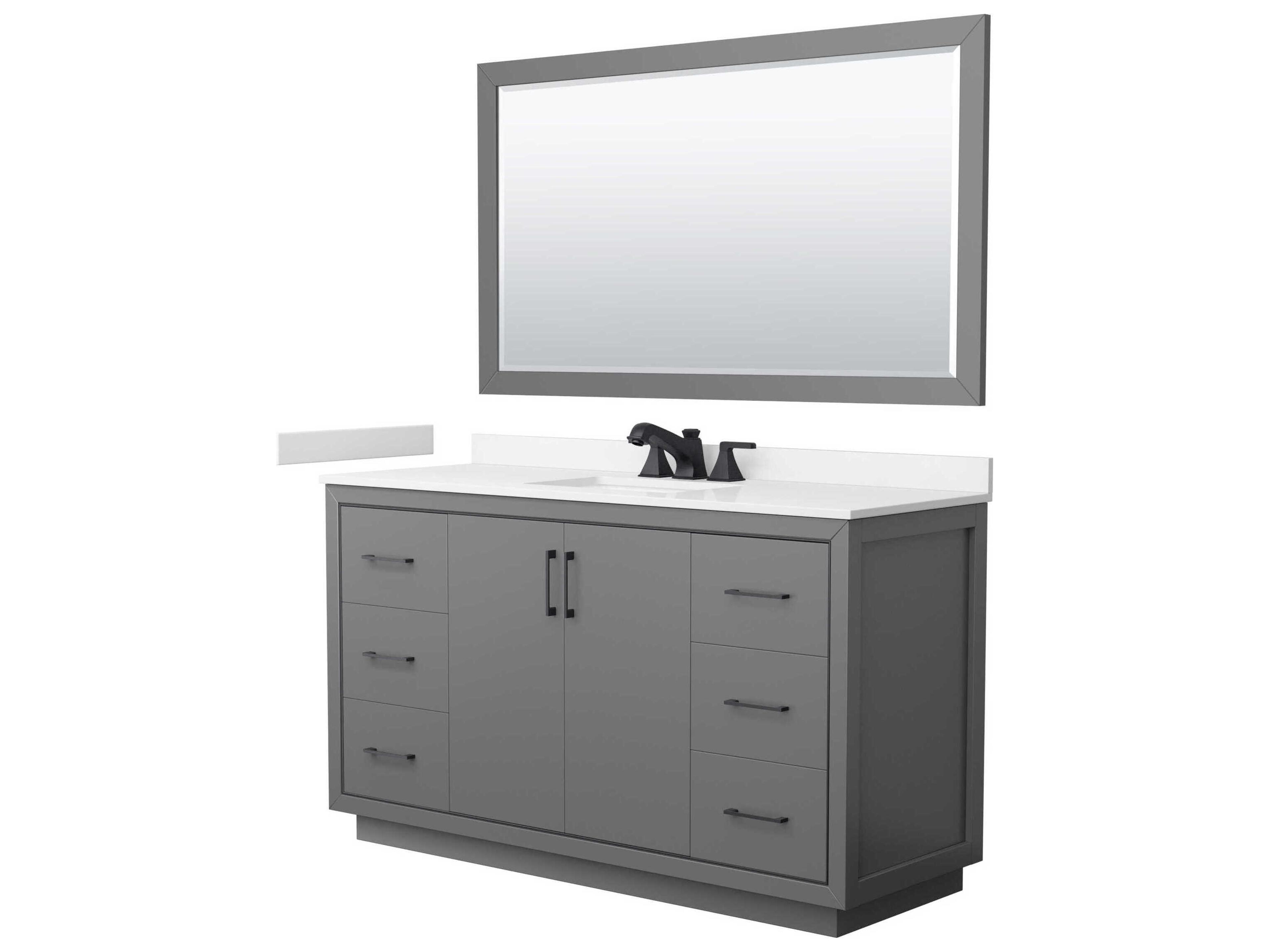 Wyndham Collection Icon 60" Dark Gray Vanity with 58" Mirror