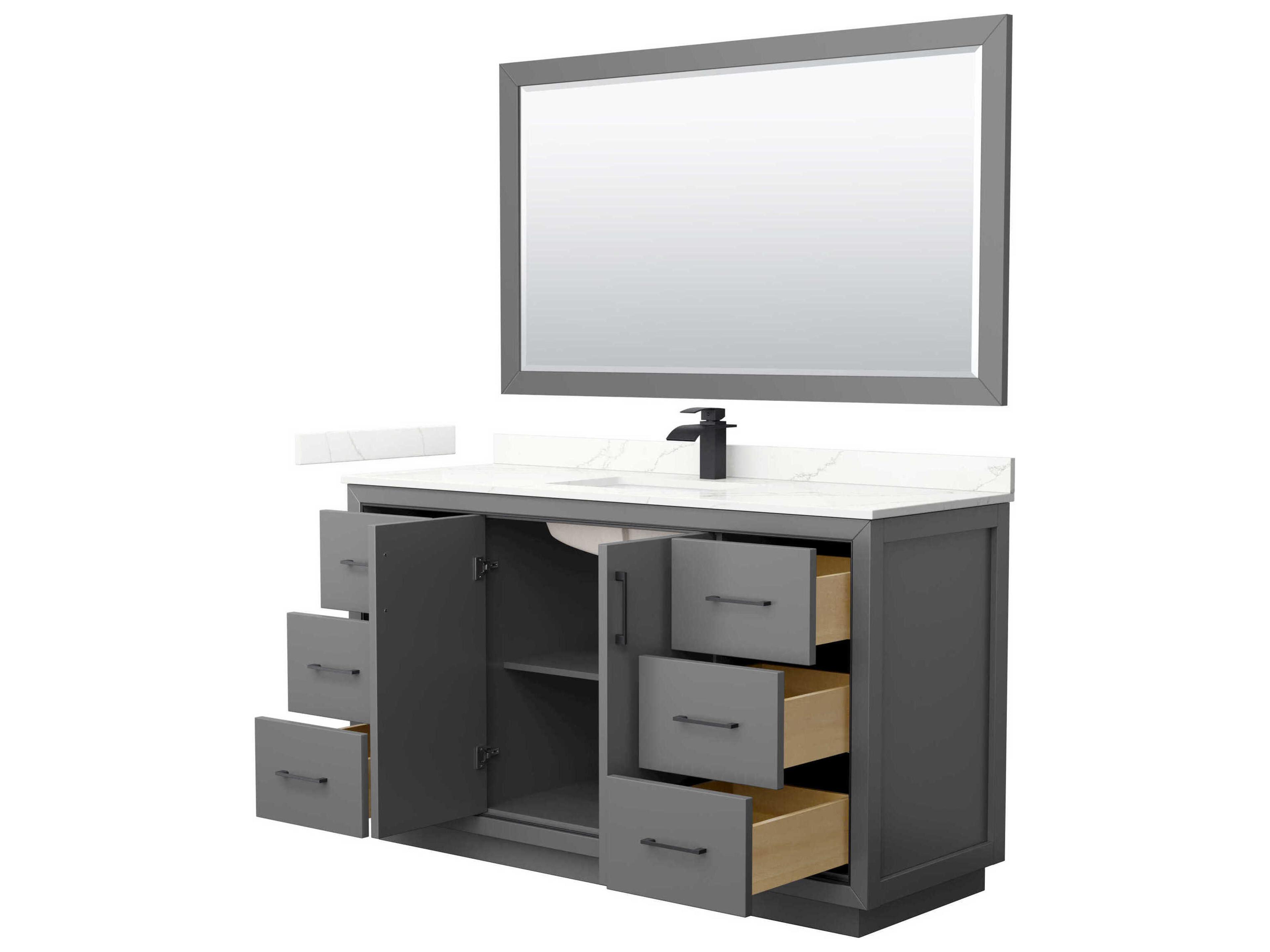 Wyndham Collection Icon 60" Dark Gray Vanity with 58" Mirror