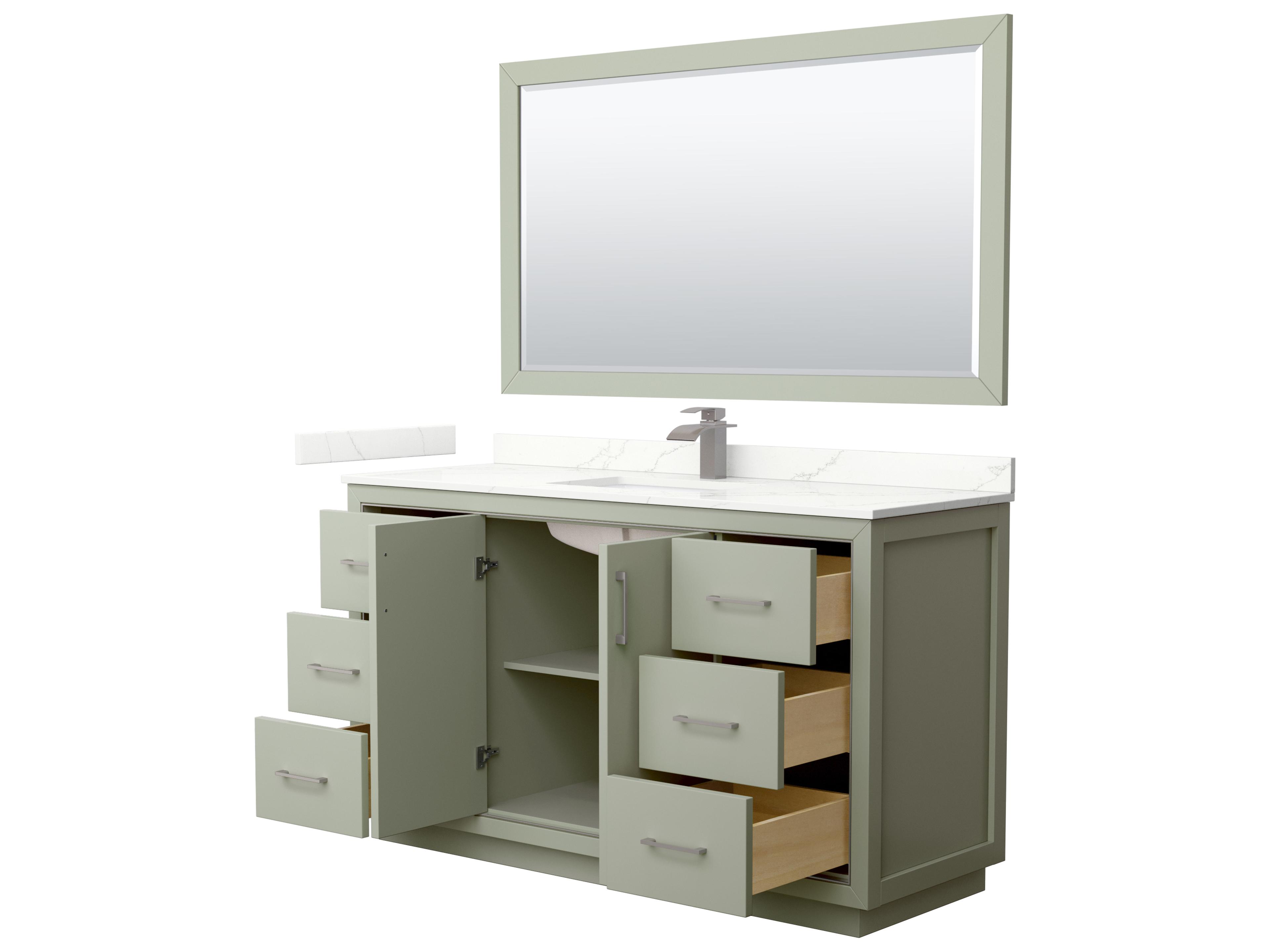 Wyndham Collection Icon 60" Light Green Vanity with 58" Mirror