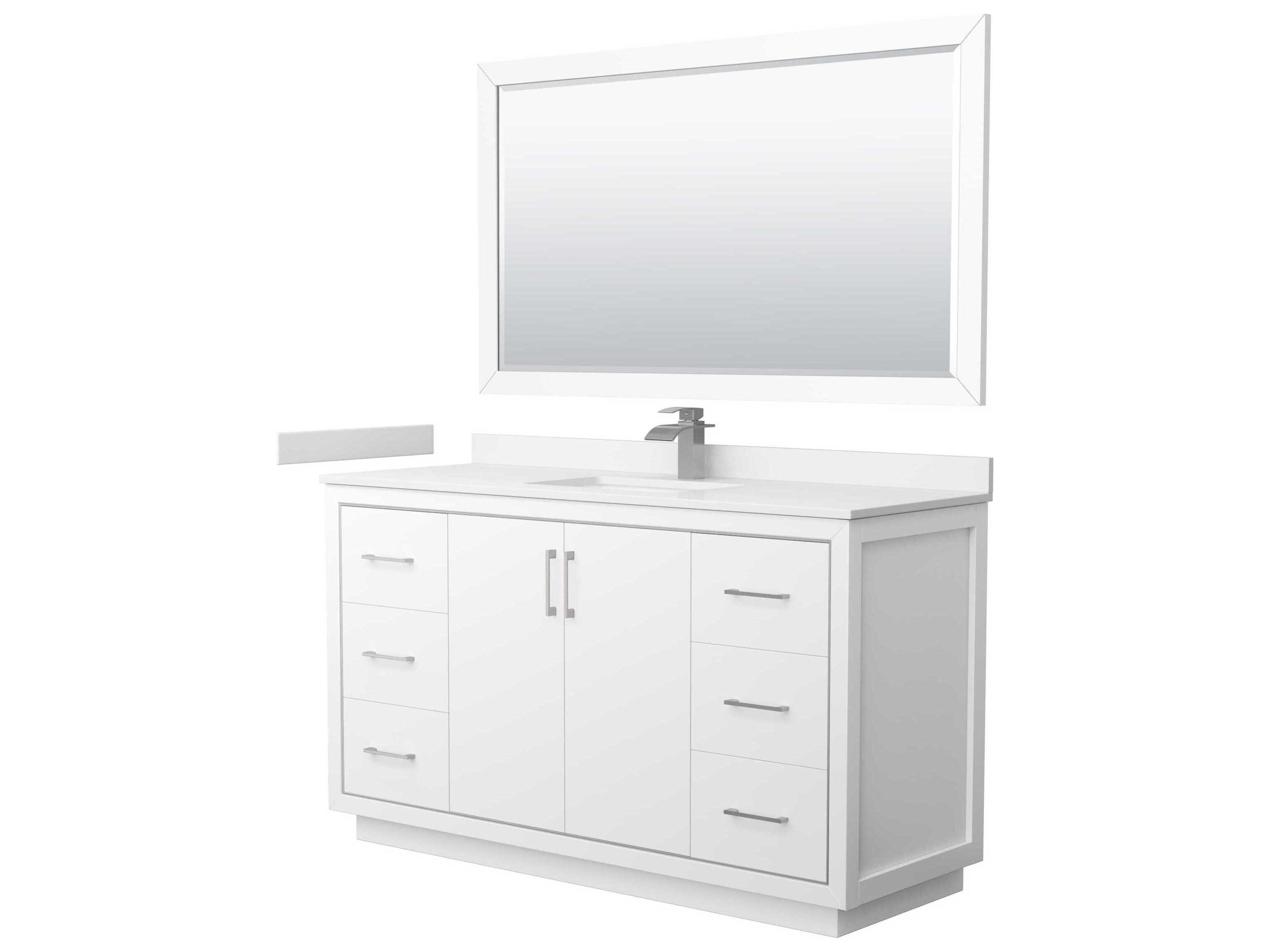 Wyndham Collection Icon 60" White Vanity with 58" Mirror