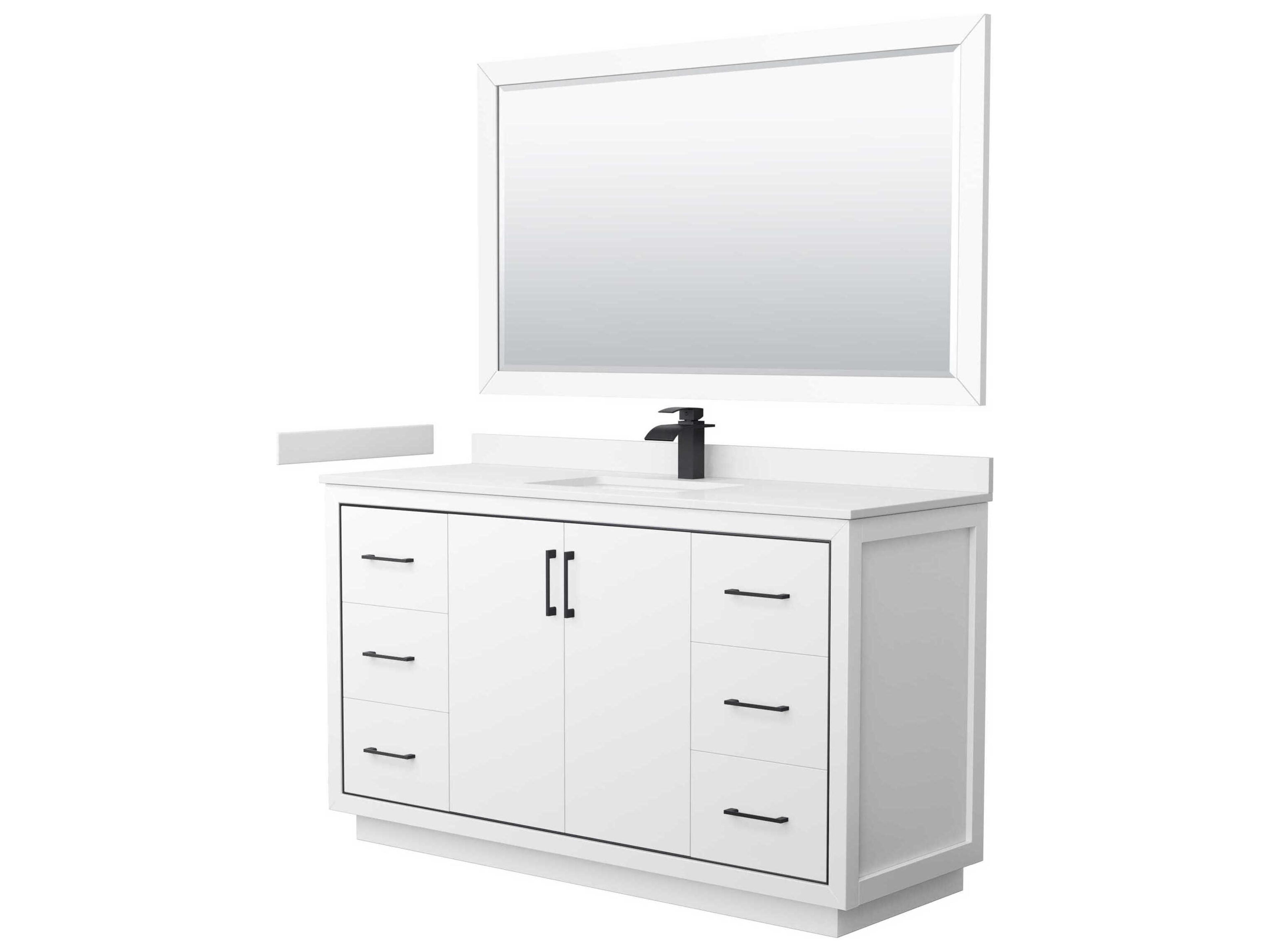Wyndham Collection Icon 60" White Vanity with 58" Mirror