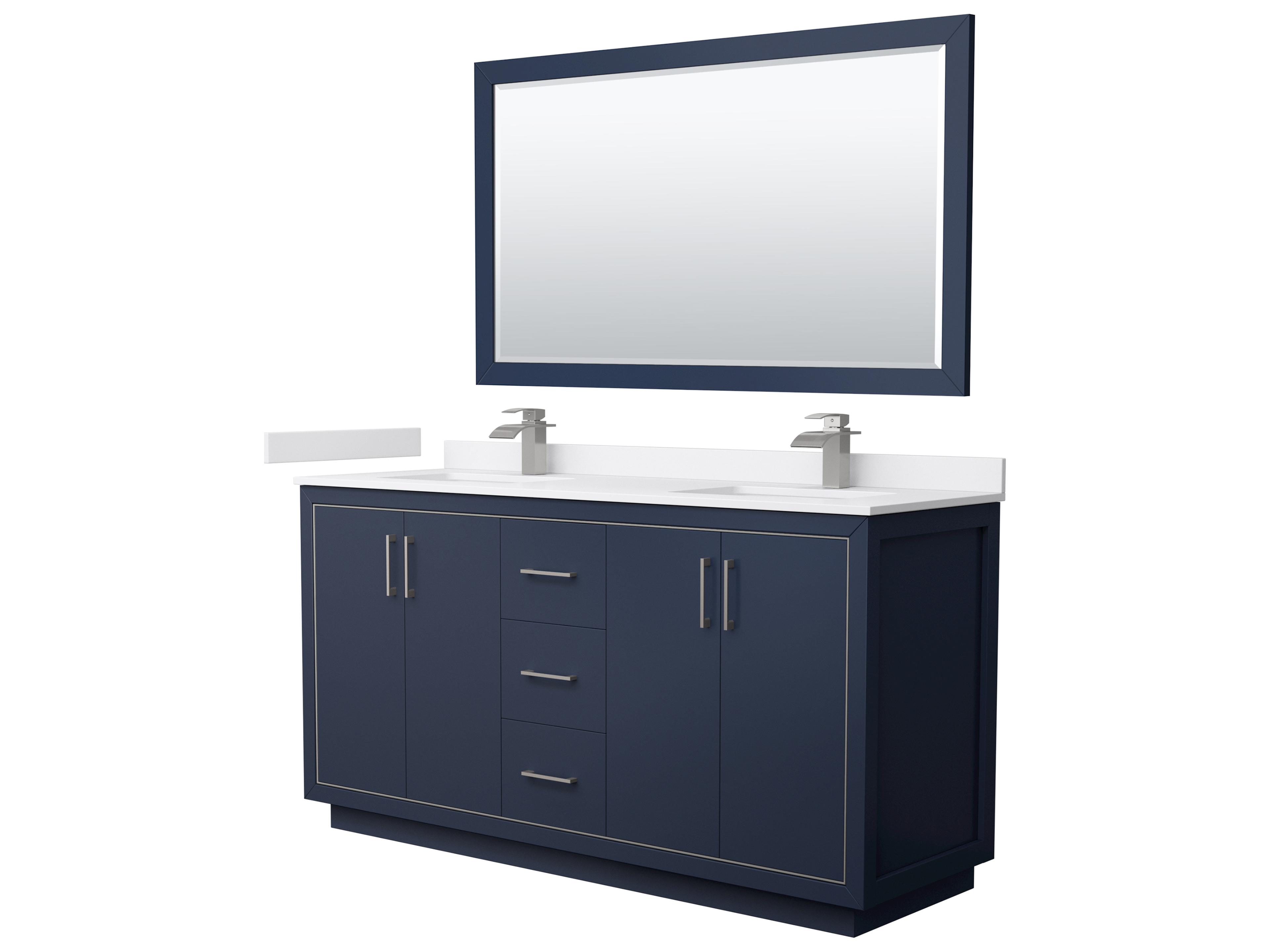 Wyndham Collection Icon 66" Dark Blue Vanity with 58" Mirror