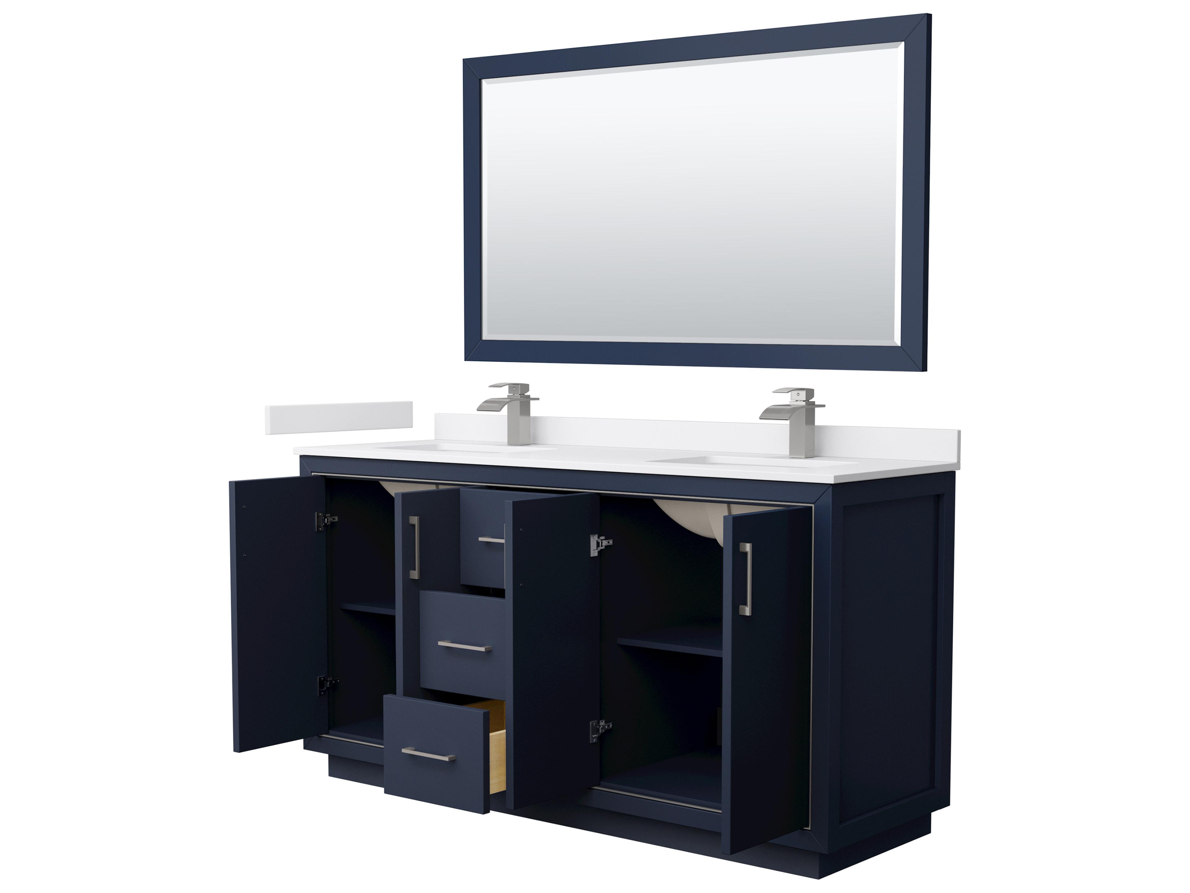 Wyndham Collection Icon 66" Dark Blue Vanity with 58" Mirror