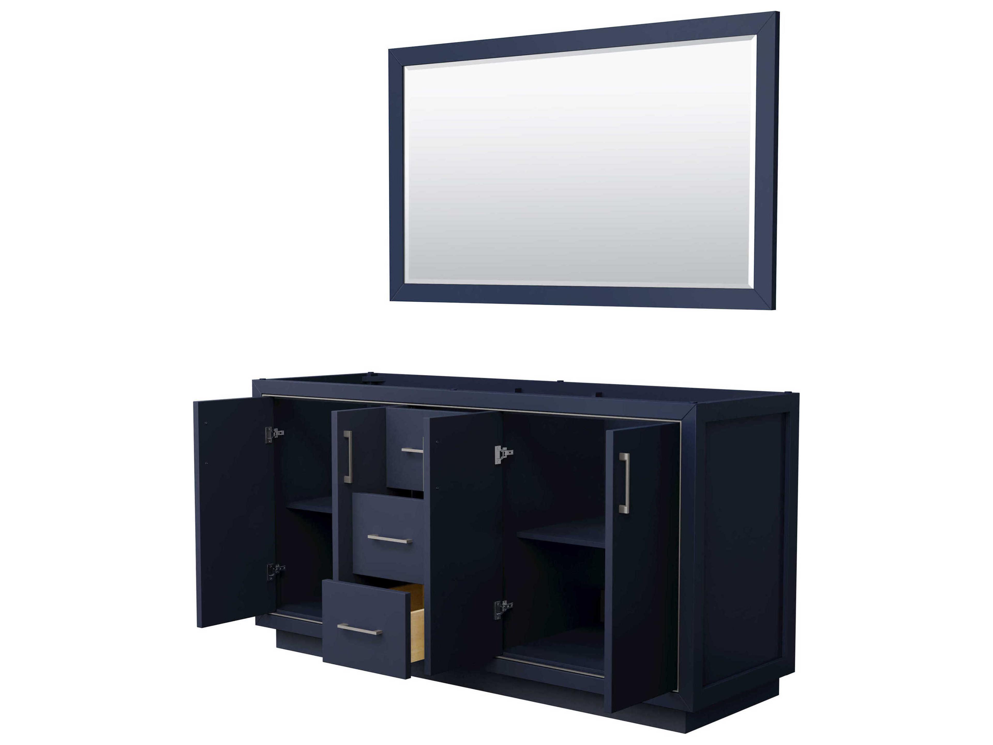 Wyndham Collection Icon 65" Dark Blue Vanity with 58" Mirror