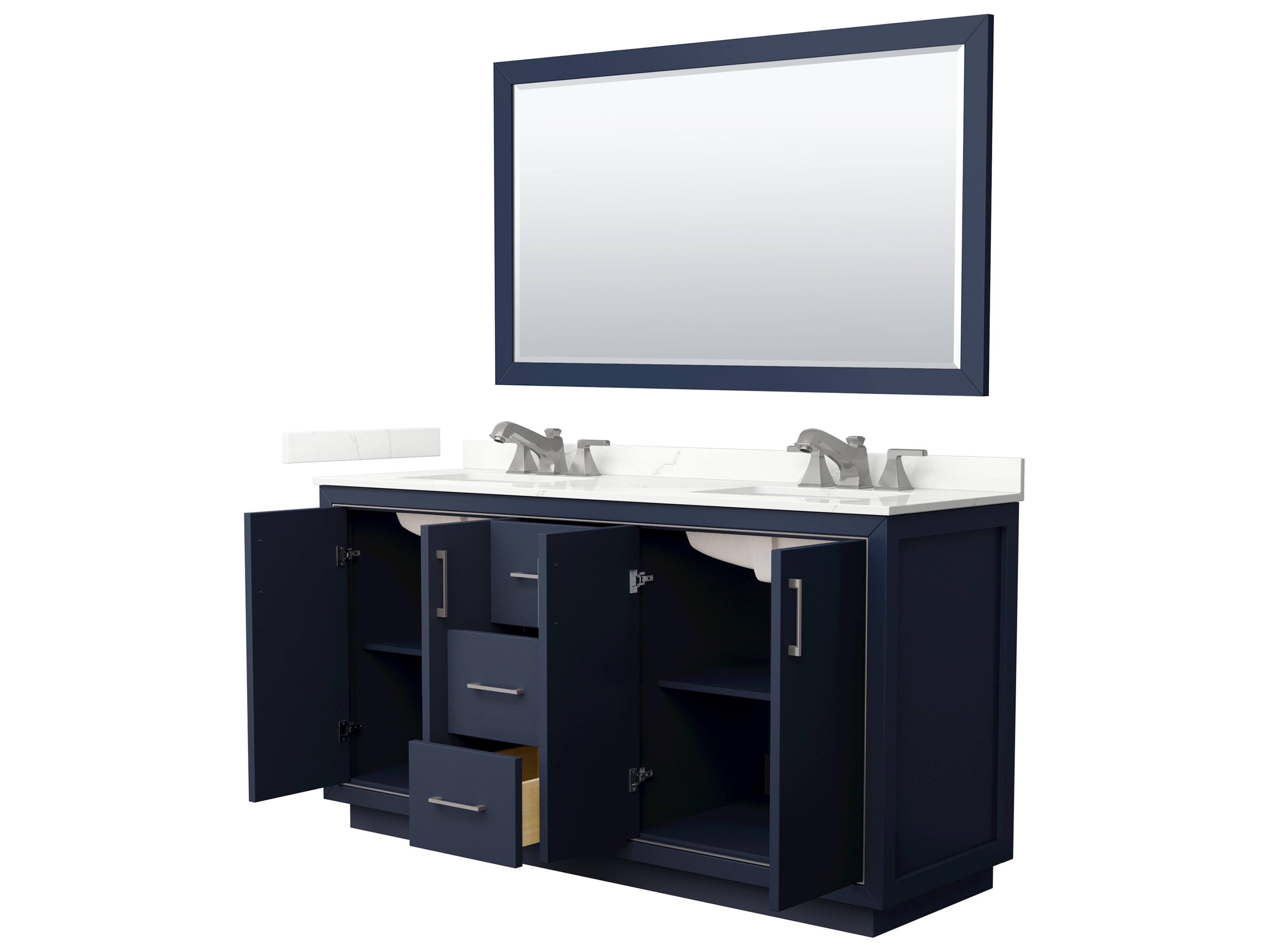 Wyndham Collection Icon 66" Dark Blue Vanity with 58" Mirror