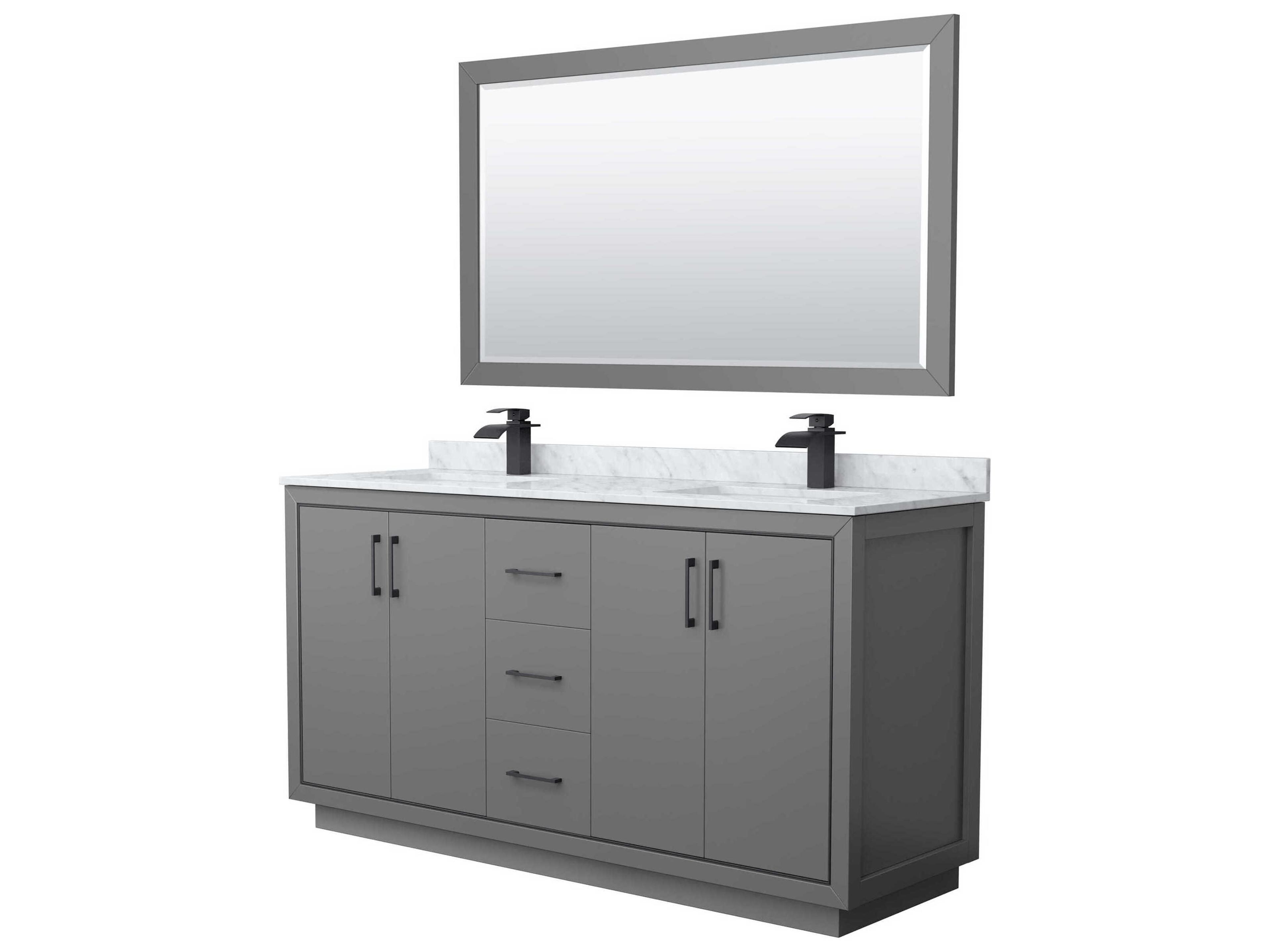Wyndham Collection Icon 66" Dark Gray Vanity with 58" Mirror