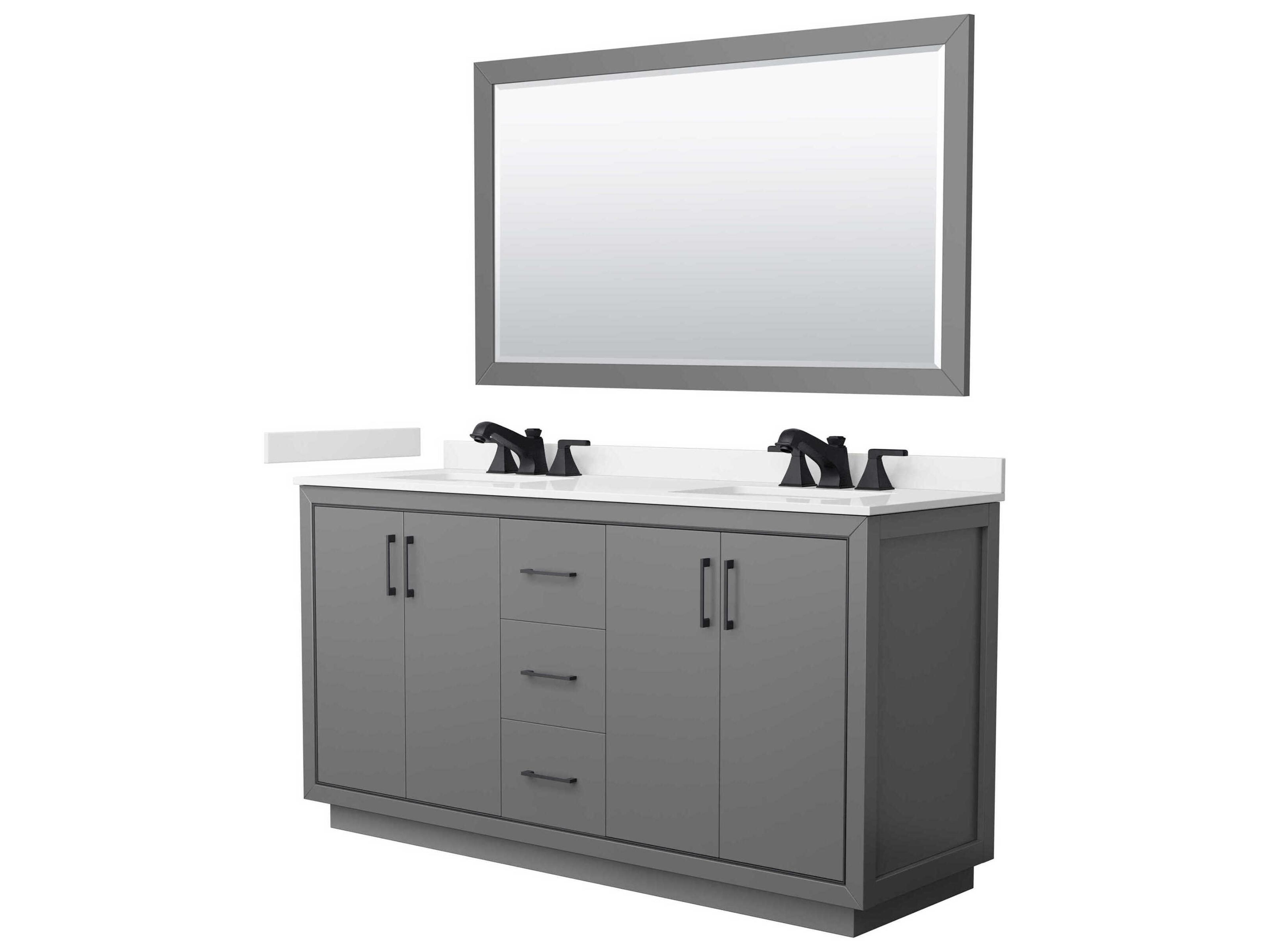 Wyndham Collection Icon 66" Dark Gray Vanity with 58" Mirror
