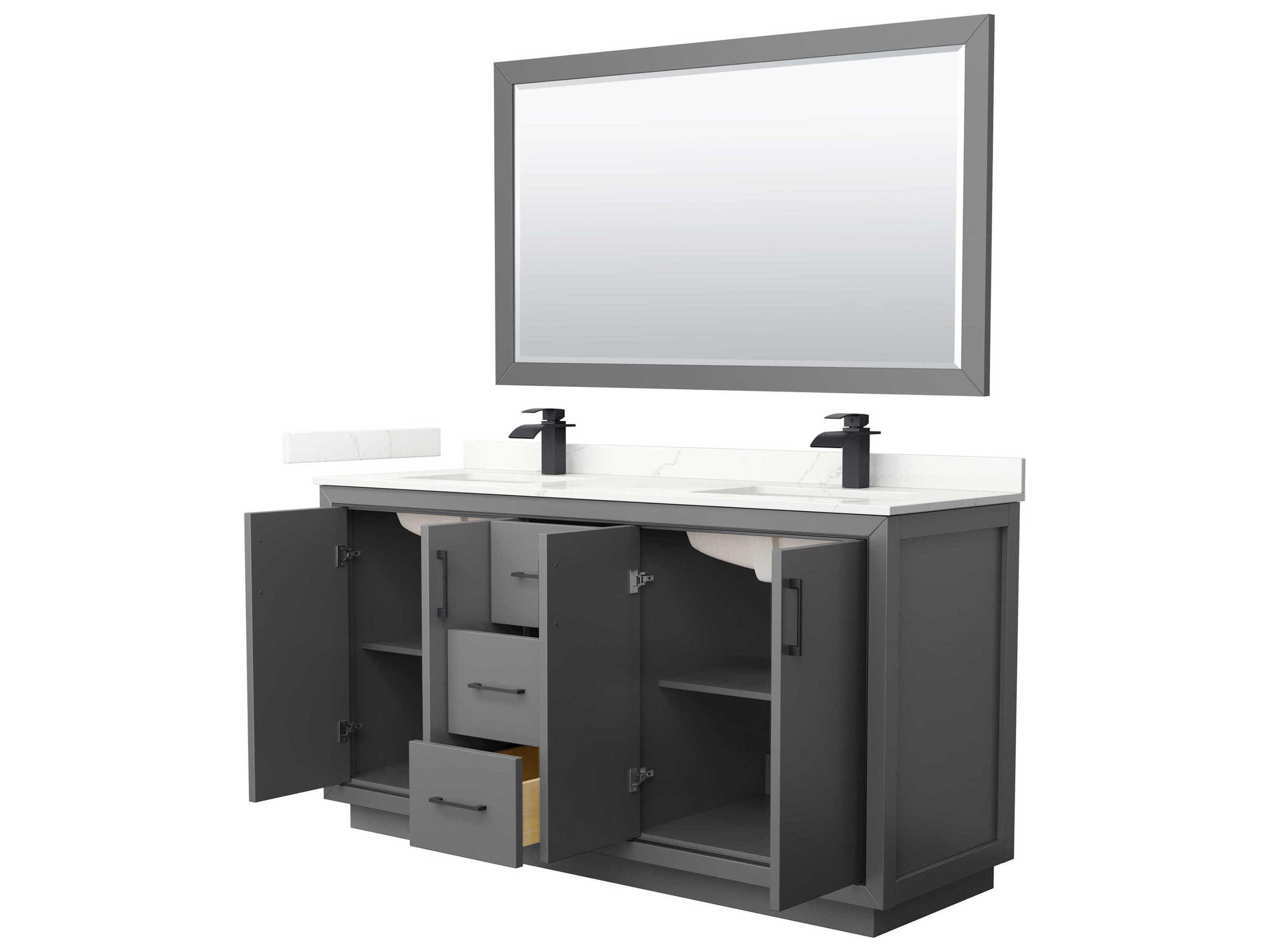 Wyndham Collection Icon 66" Dark Gray Vanity with 58" Mirror