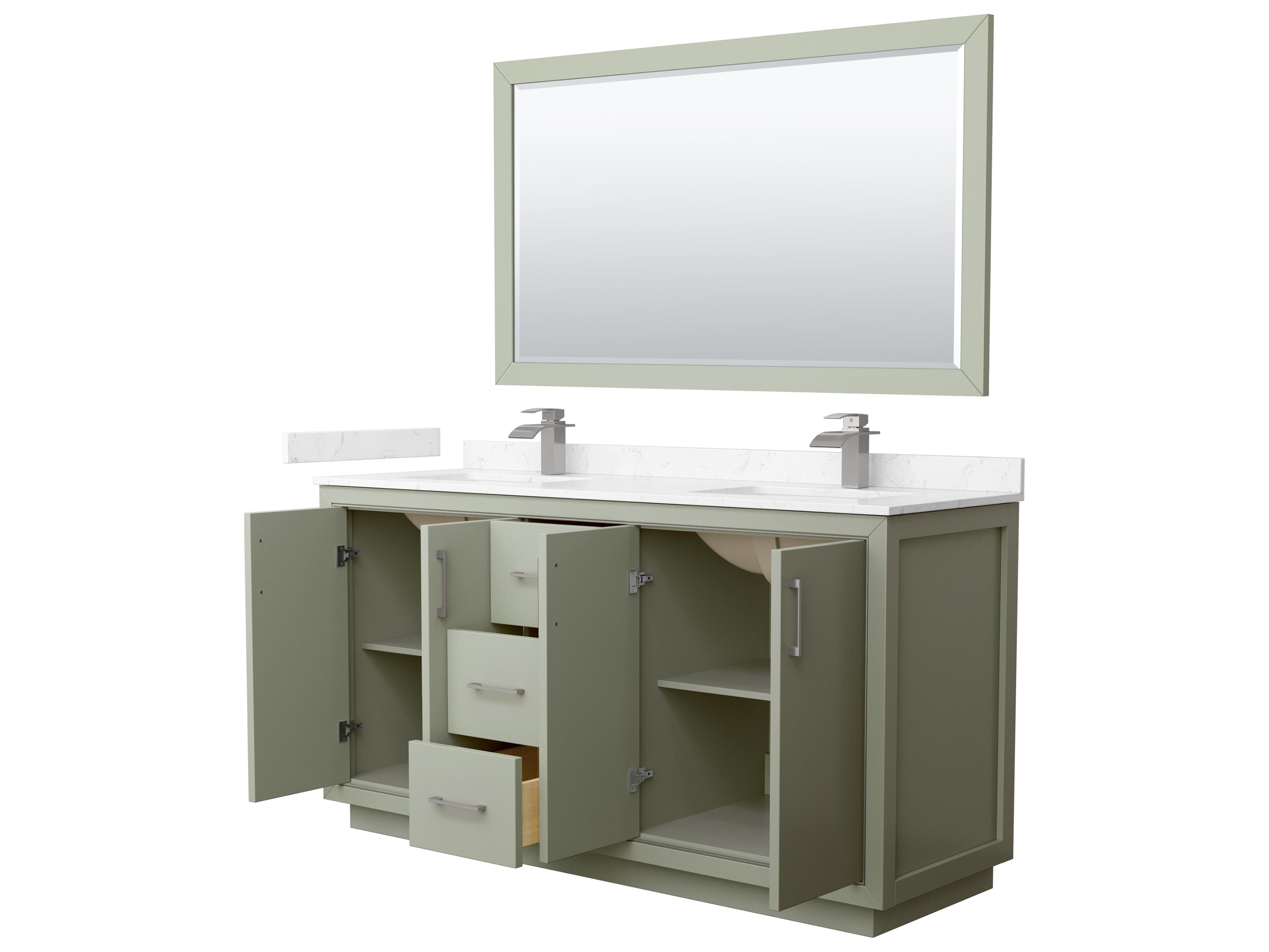 Wyndham Collection Icon 66" Light Green Vanity with 58" Mirror