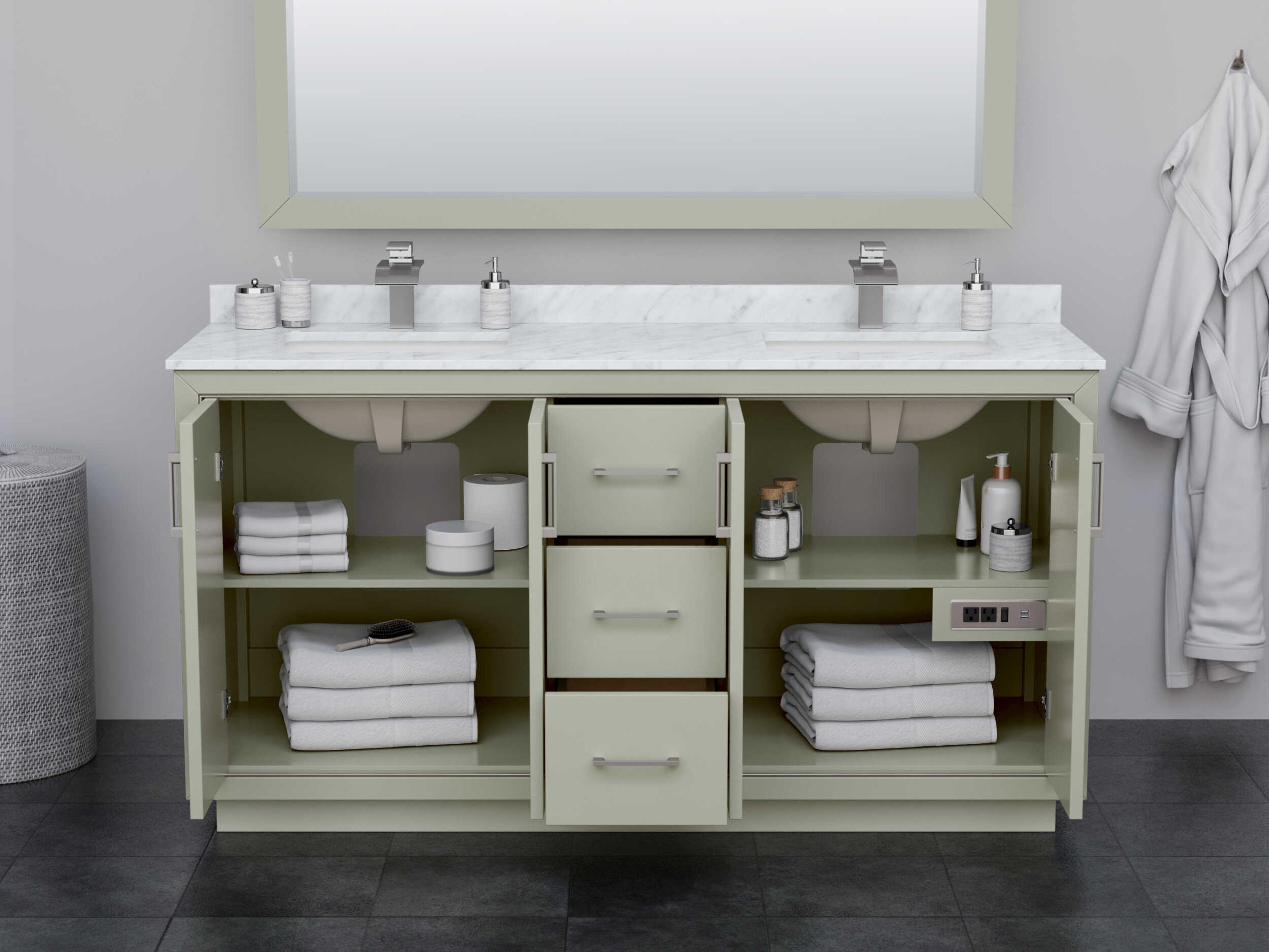 Wyndham Collection Icon 65" Light Green Vanity