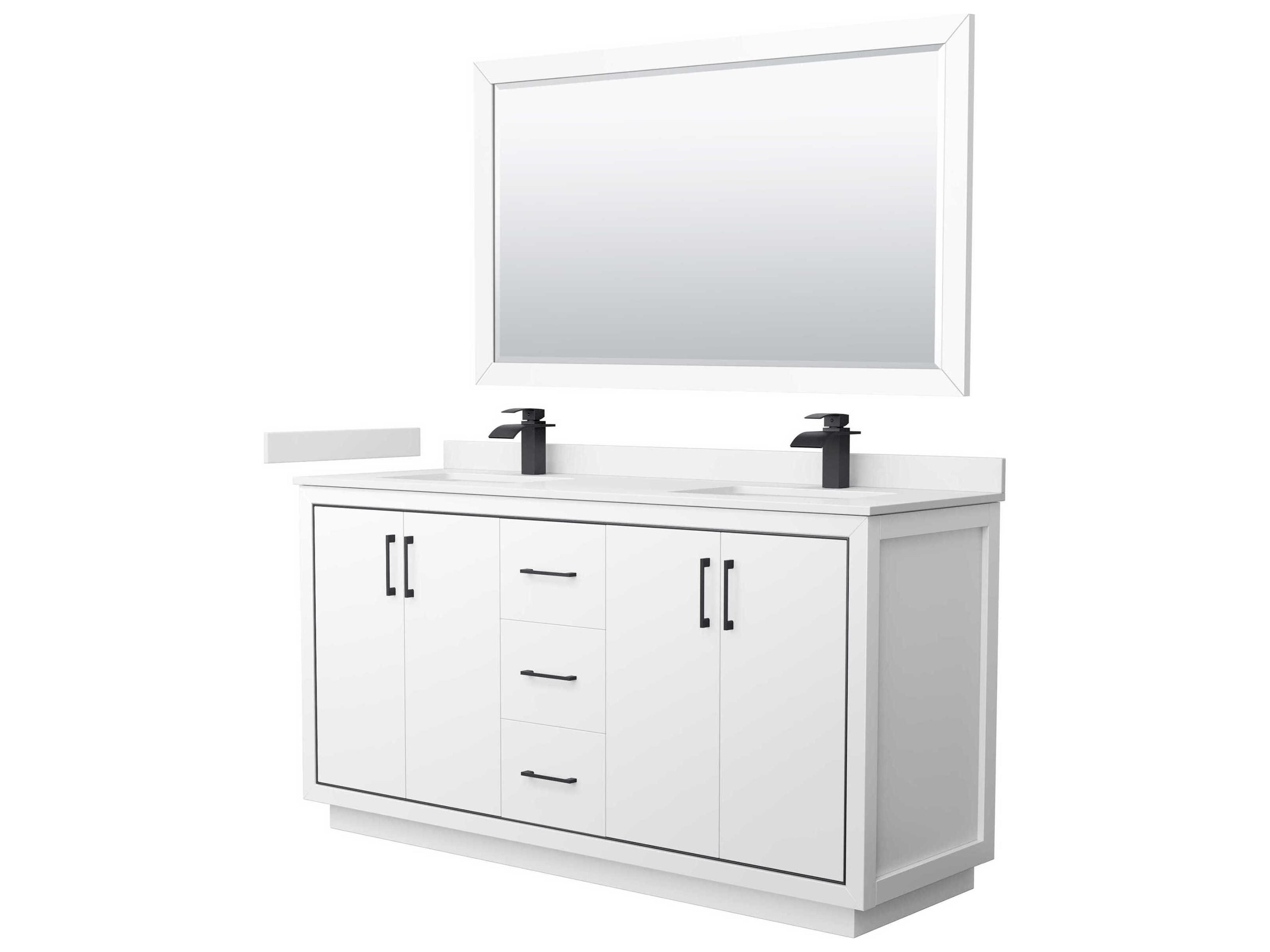 Wyndham Collection Icon 66" White Vanity with 58" Mirror