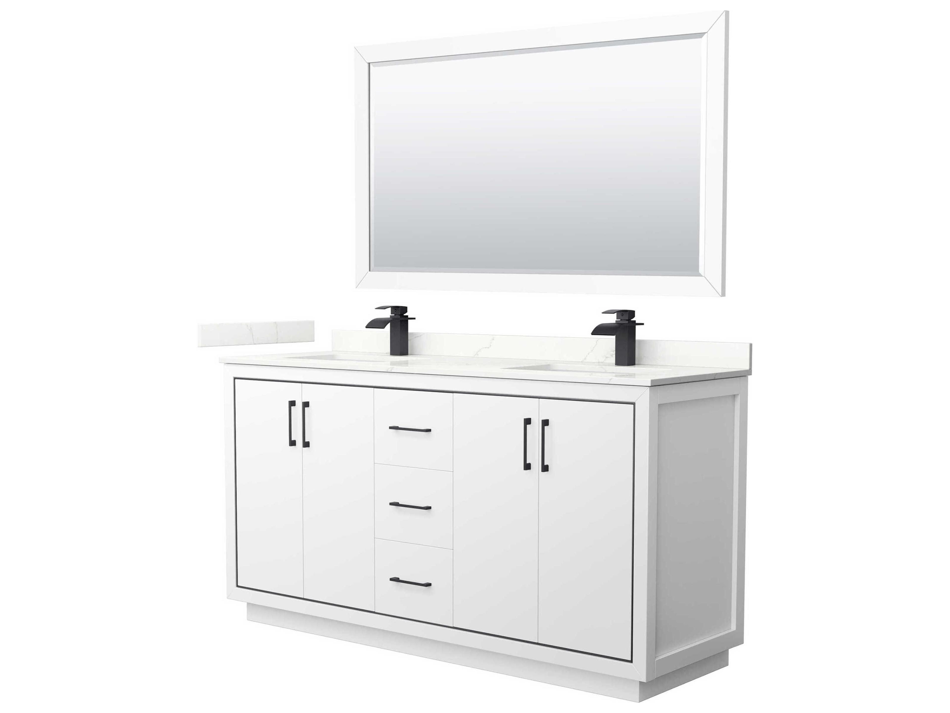 Wyndham Collection Icon 66" White Vanity with 58" Mirror