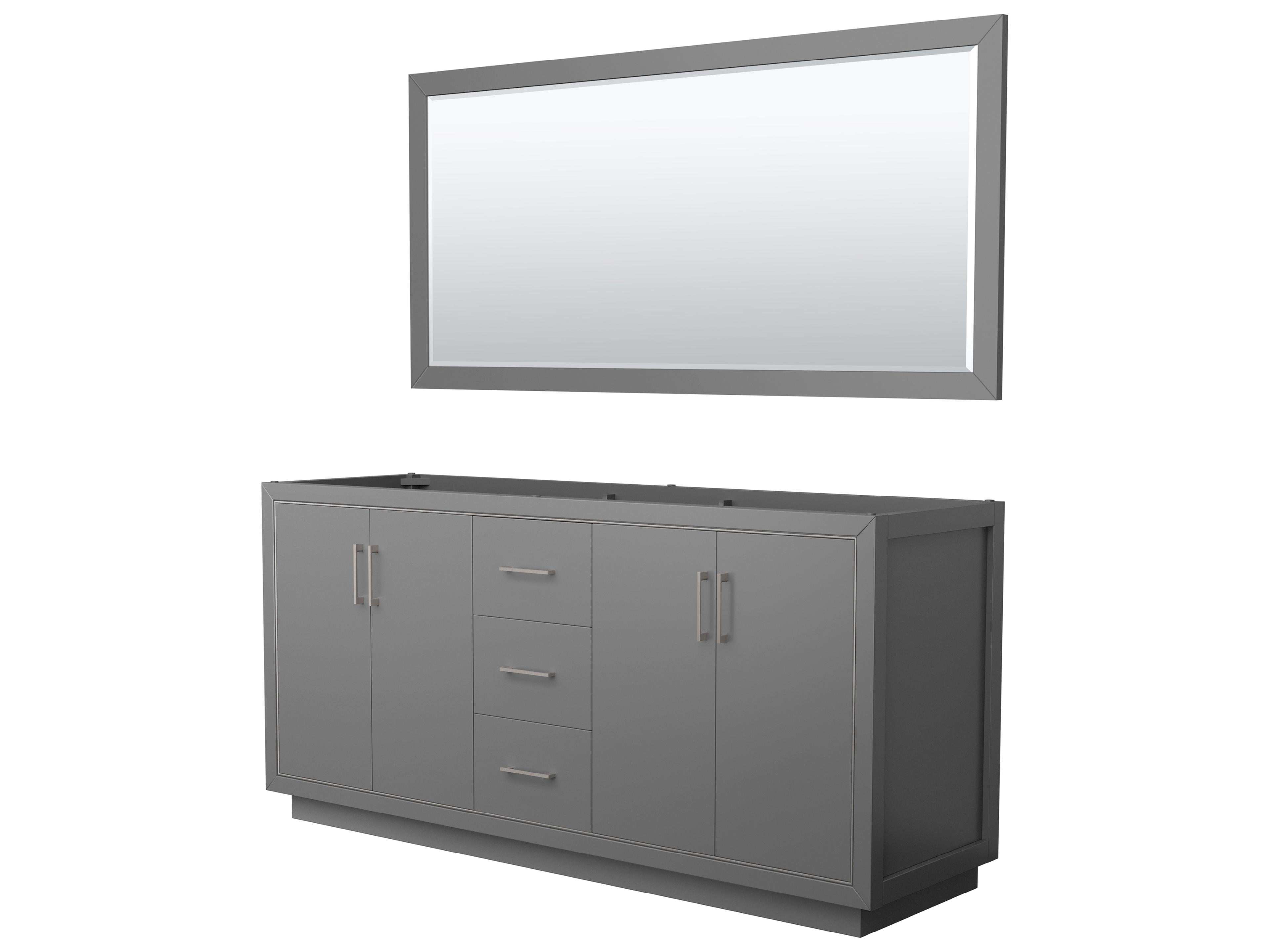 Wyndham Collection Icon 71" Dark Gray Vanity with 70" Mirror